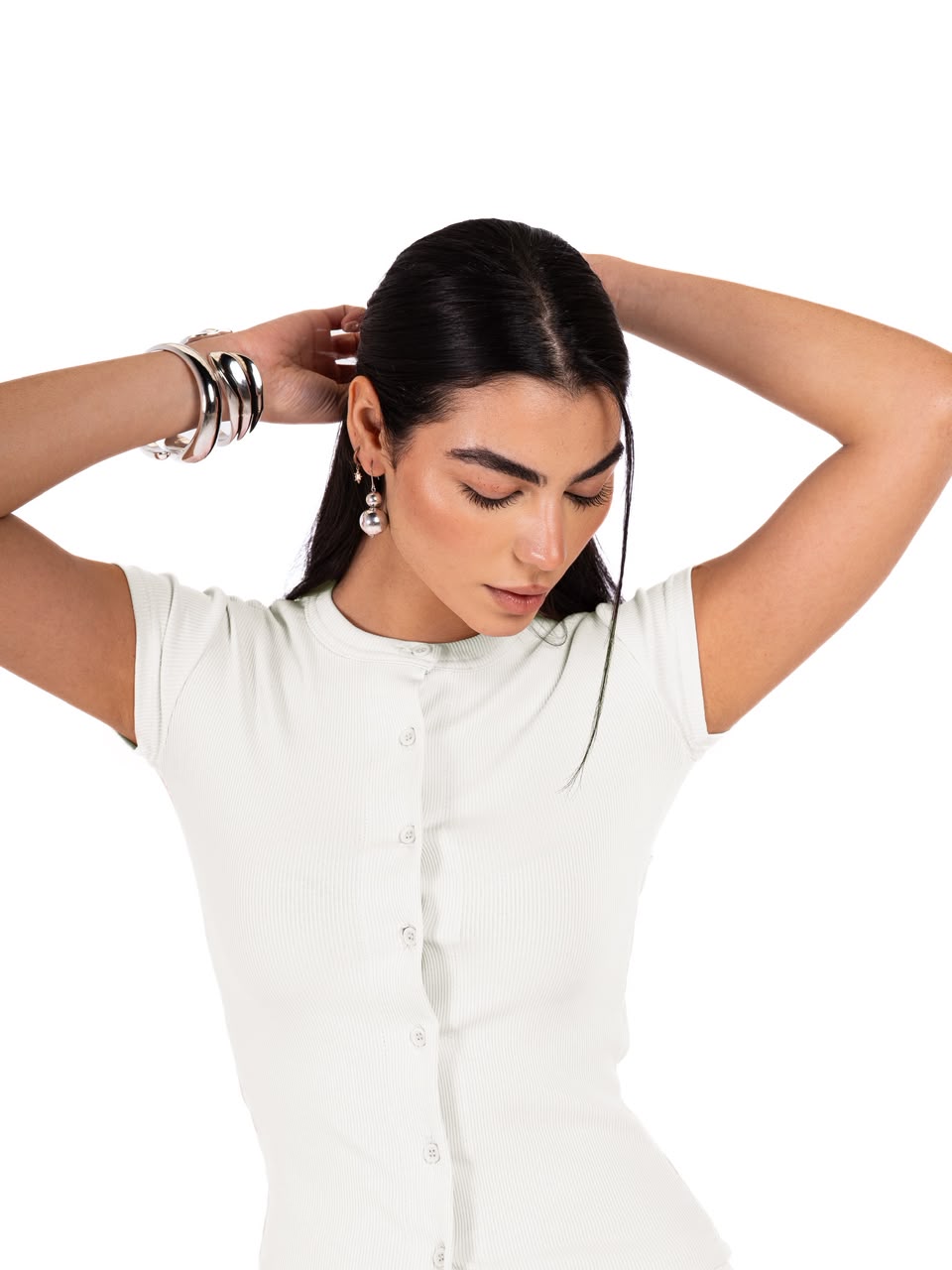 Short Sleeve buttons top - Off white