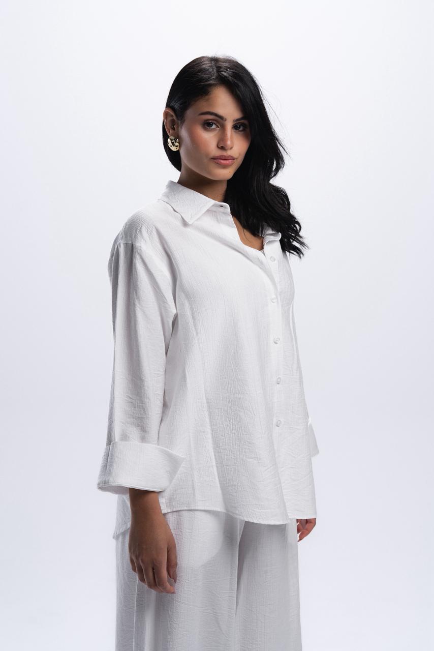 Crinkle Linen Chemise - Offwhite