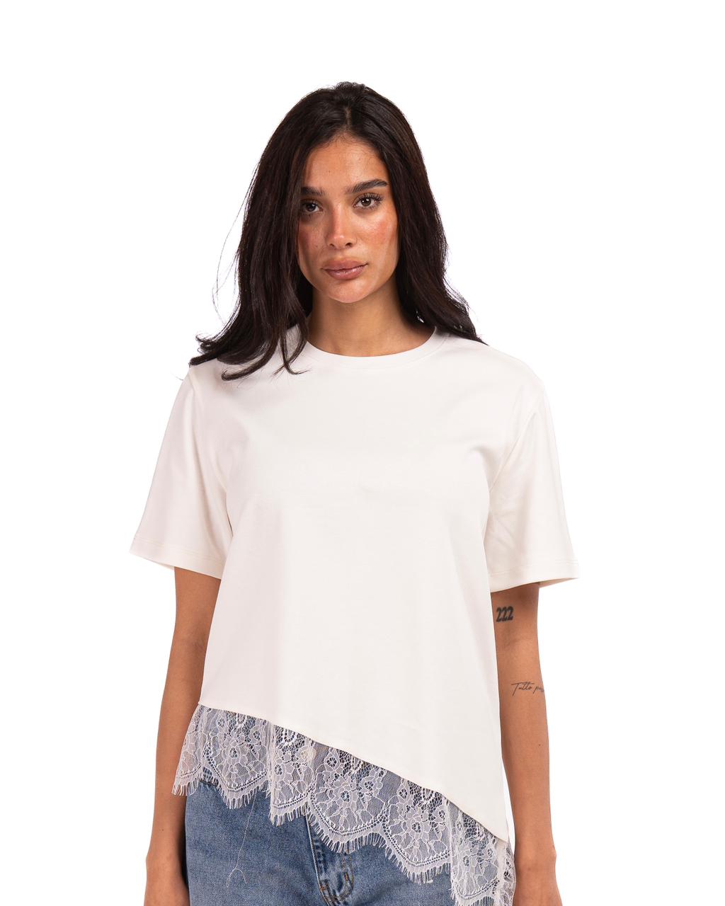 Short Sleeve Lace-Tee - White