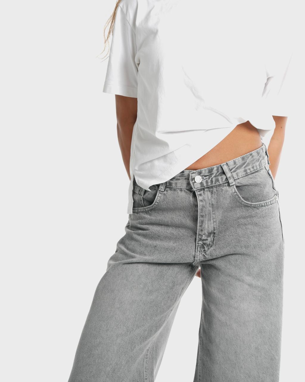 Wide Leg Jeans - Light Grey