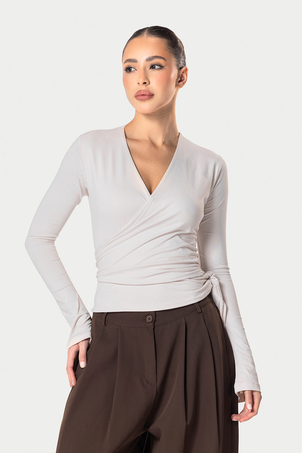 Cotton Wrap Top – Off white – photo 2