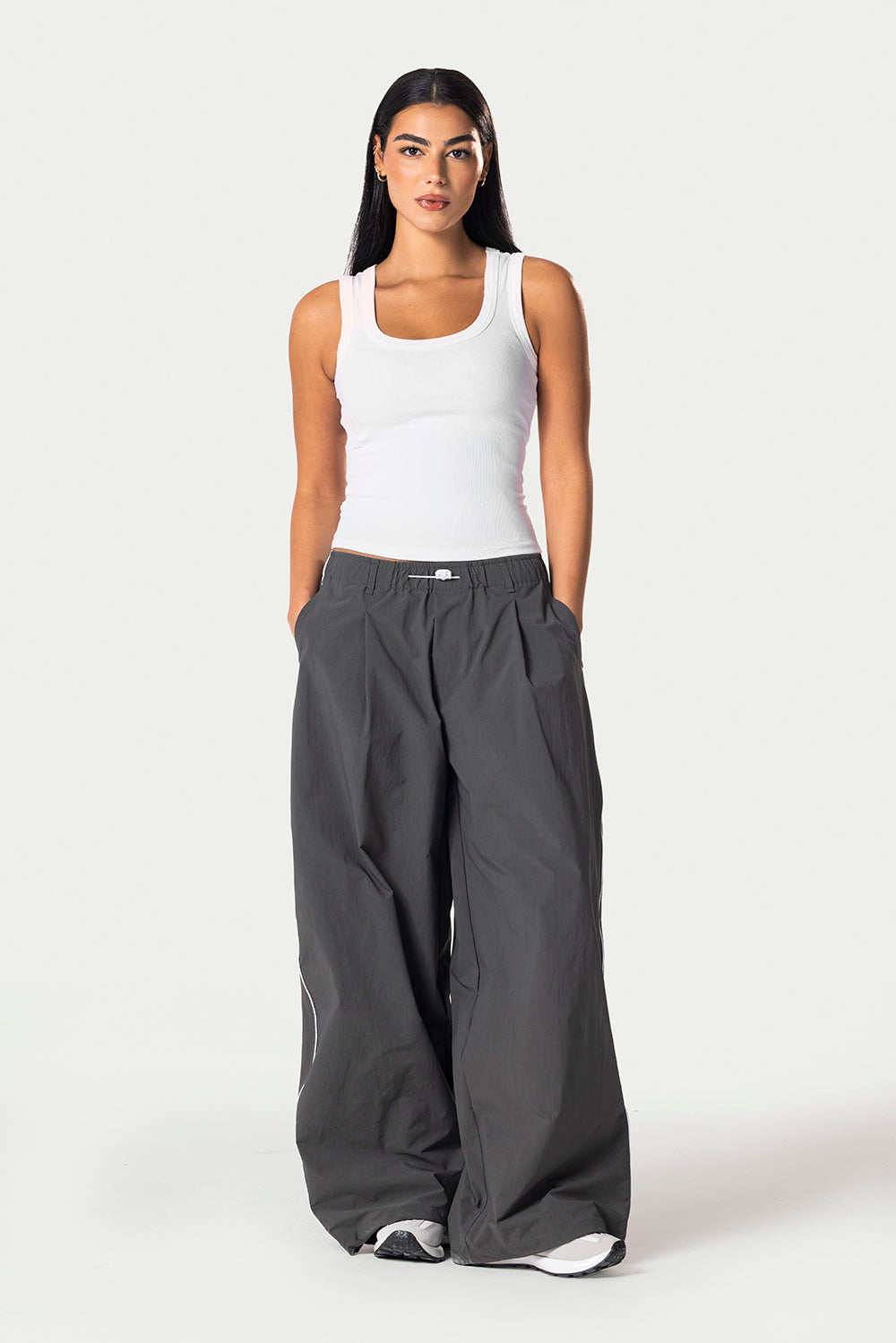 Side Line Wide Leg Pants – Grey | Eighties