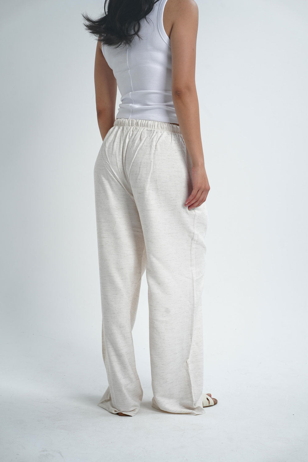Wide-leg linen trousers - Off white