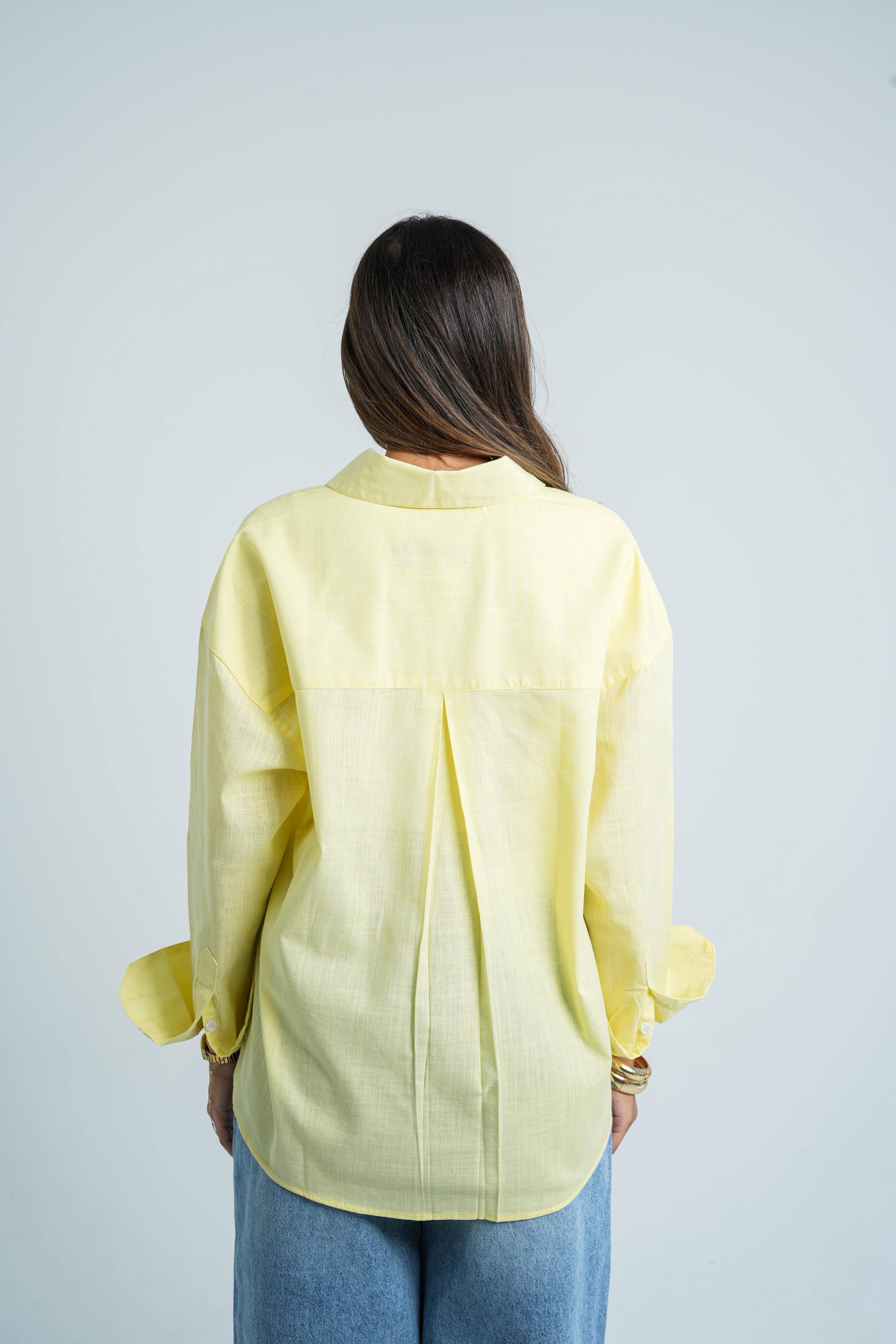 Long Sleeve Linen Shirt- Buttery Yellow