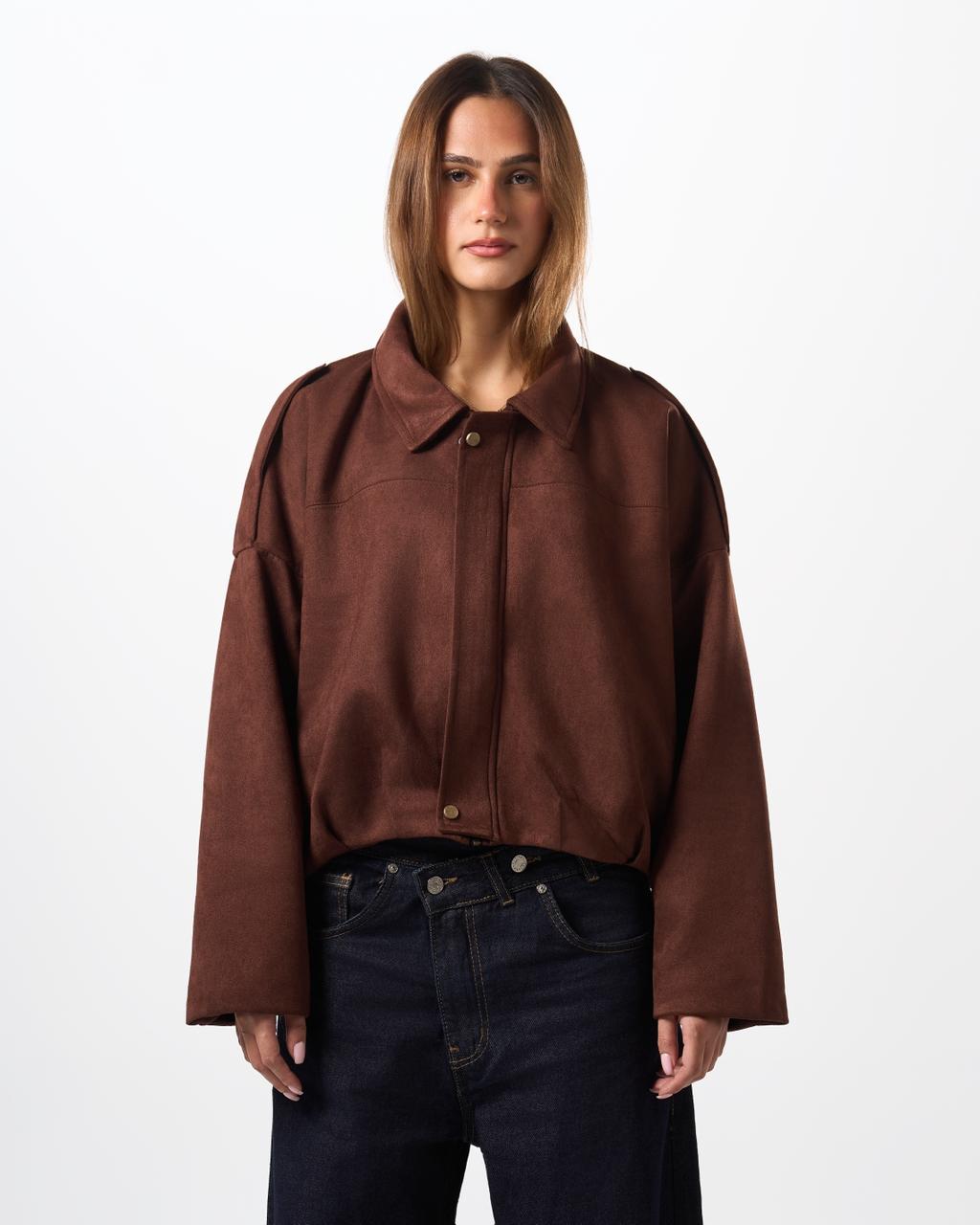 Suede bomber jacket - brown