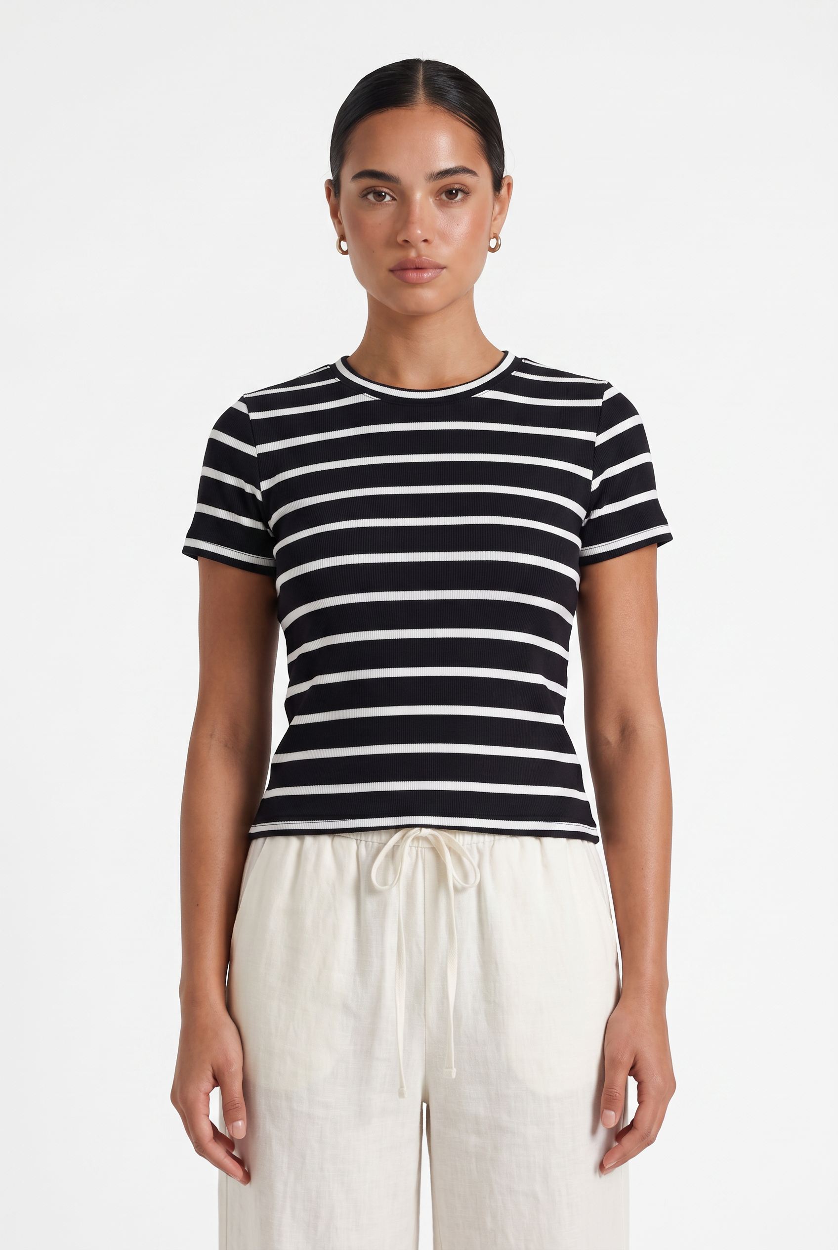 Short Sleeve Stripe top - Black Stripe