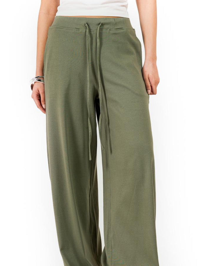 Relaxed Wide Leg Pants -Olive