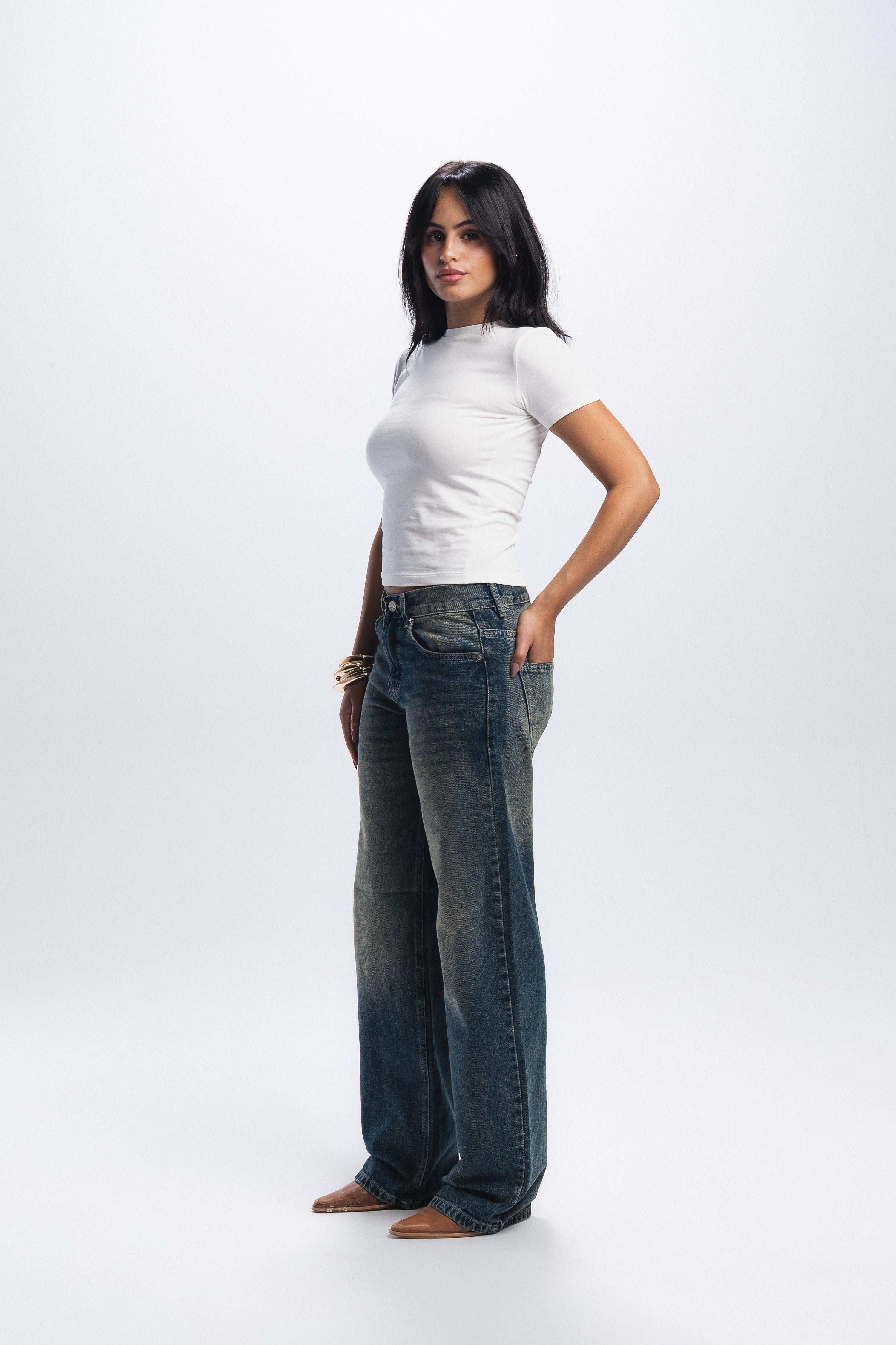 Straight Leg Jeans-Vintage Blue