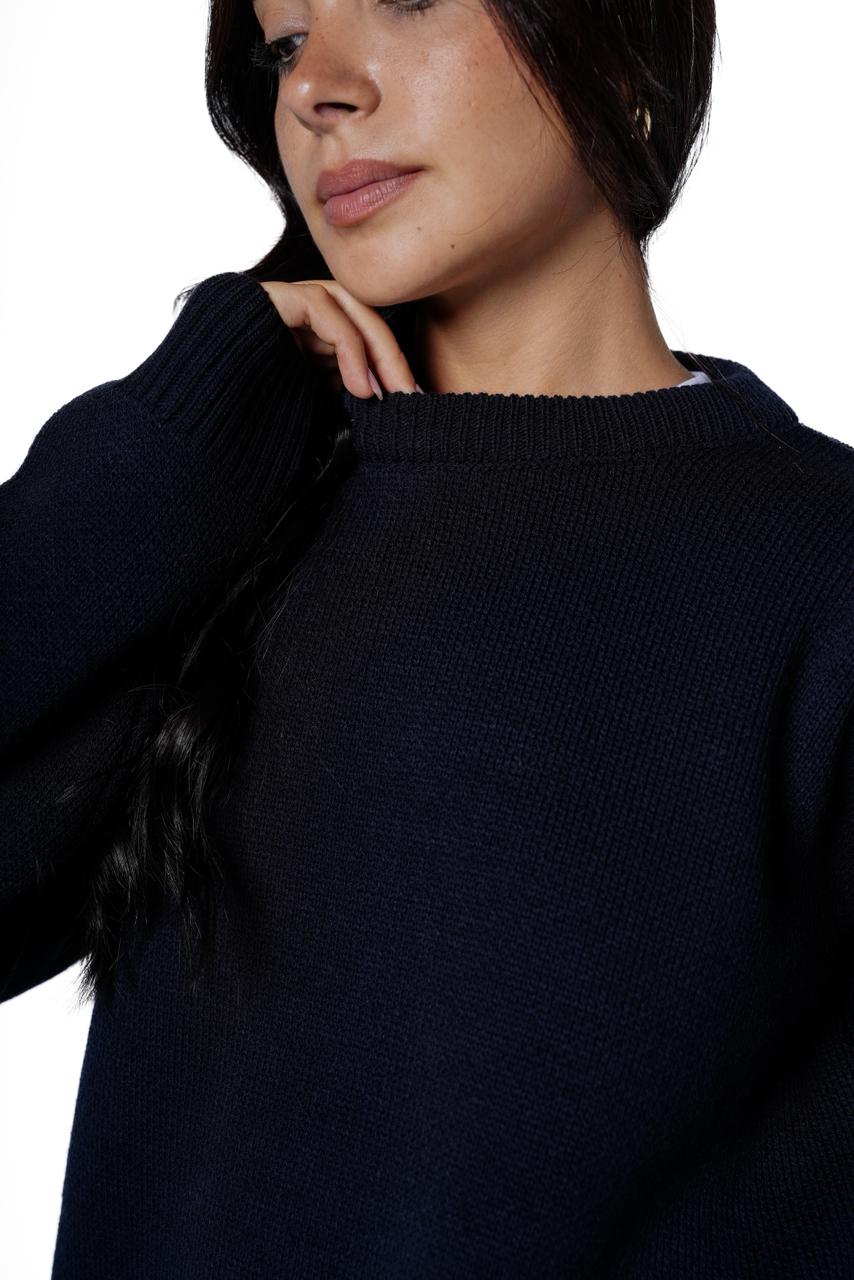 Basic knitted sweater - navy