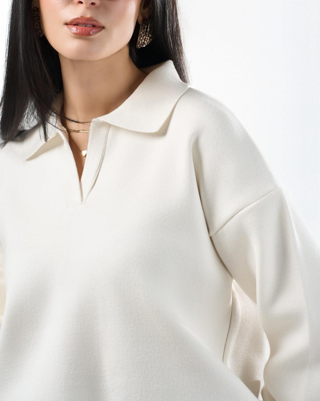 Knitted polo - off white