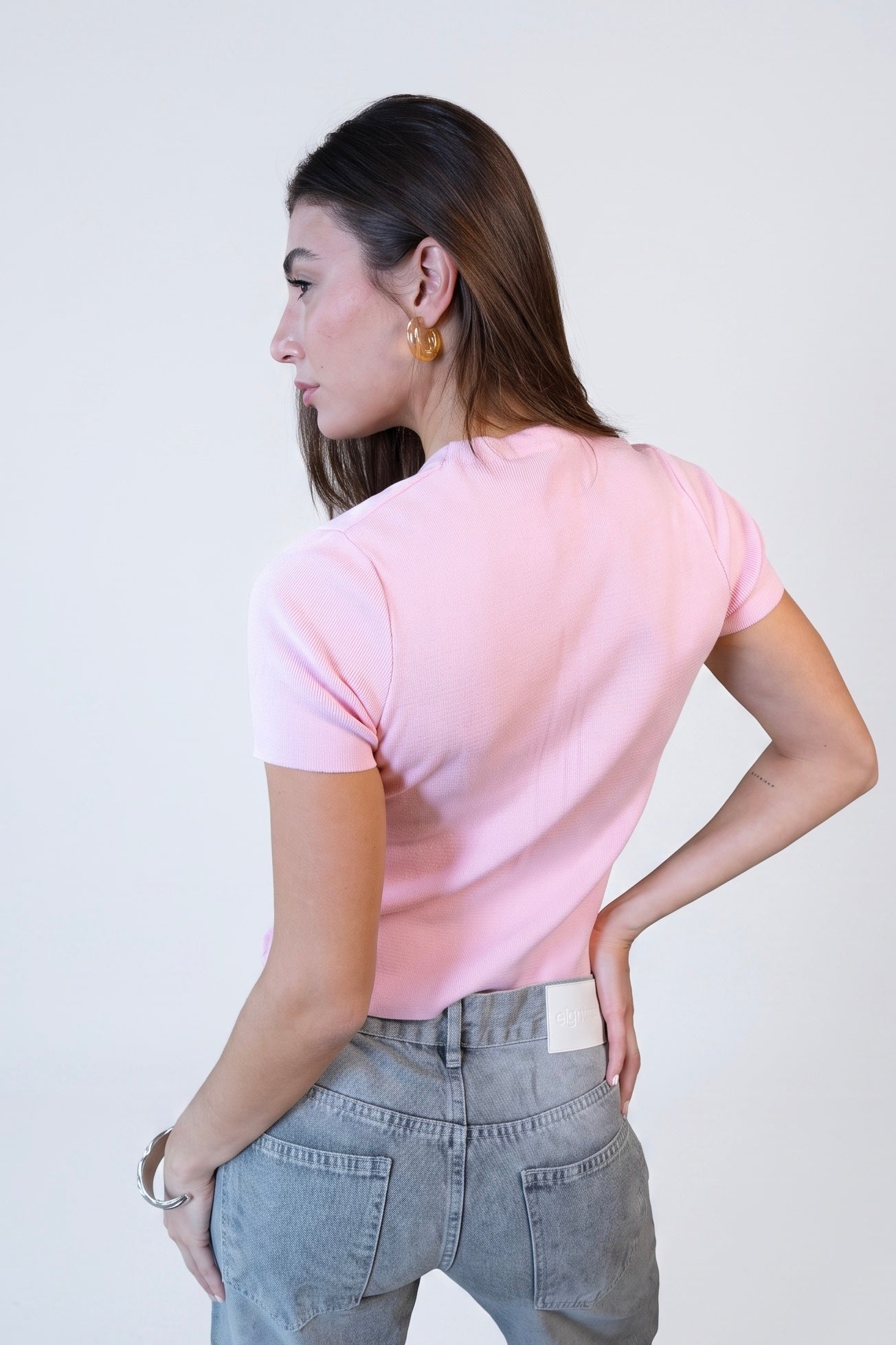 Soft Touch Round Knit Top - Pastel Pink