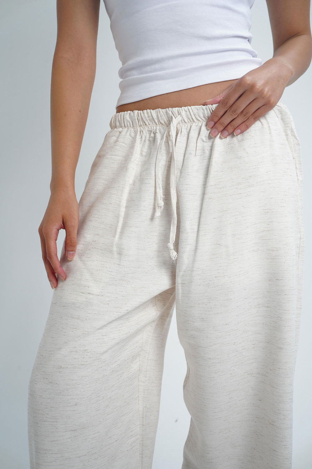 Wide-leg linen trousers - Beige