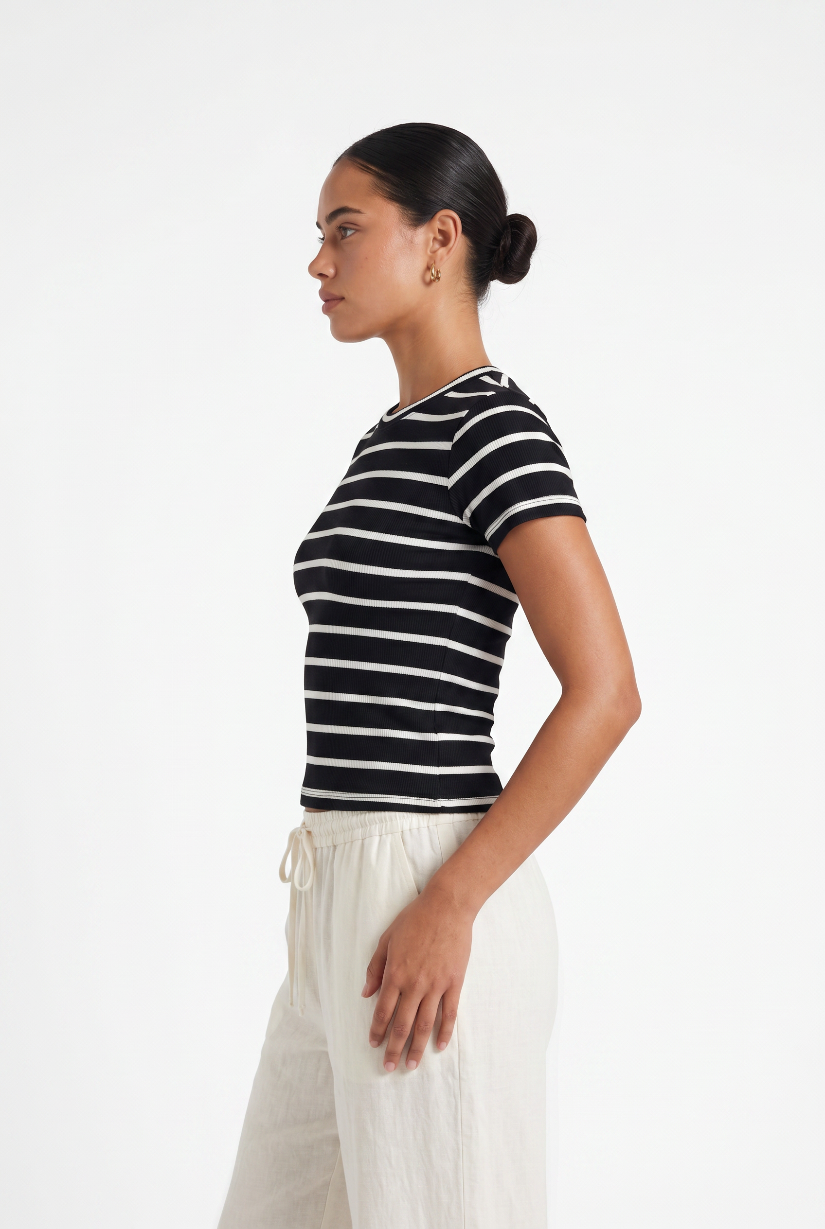 Short Sleeve Stripe top - Black Stripe