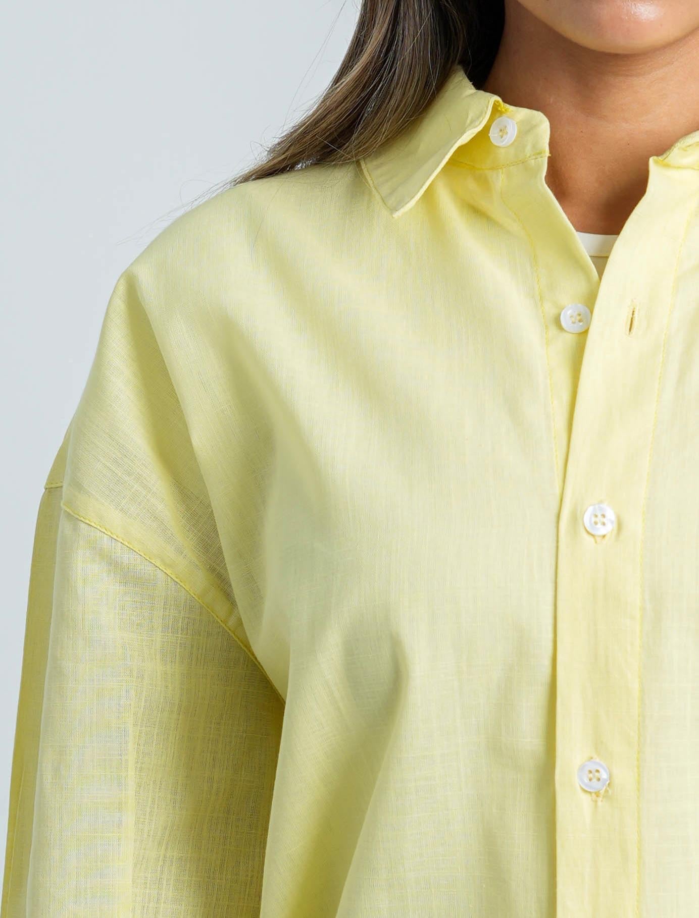 Long Sleeve Linen Shirt- Buttery Yellow