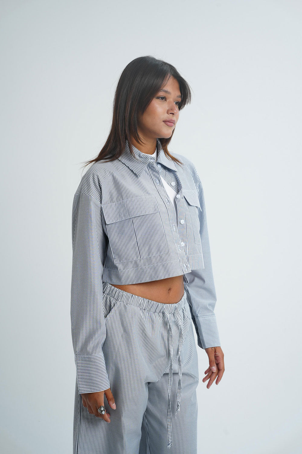 Cropped PJ Striped Grey Chemise