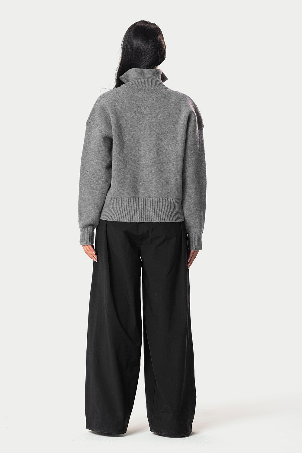 Eighties Zip Up knitted Sweater – Grey – photo 11