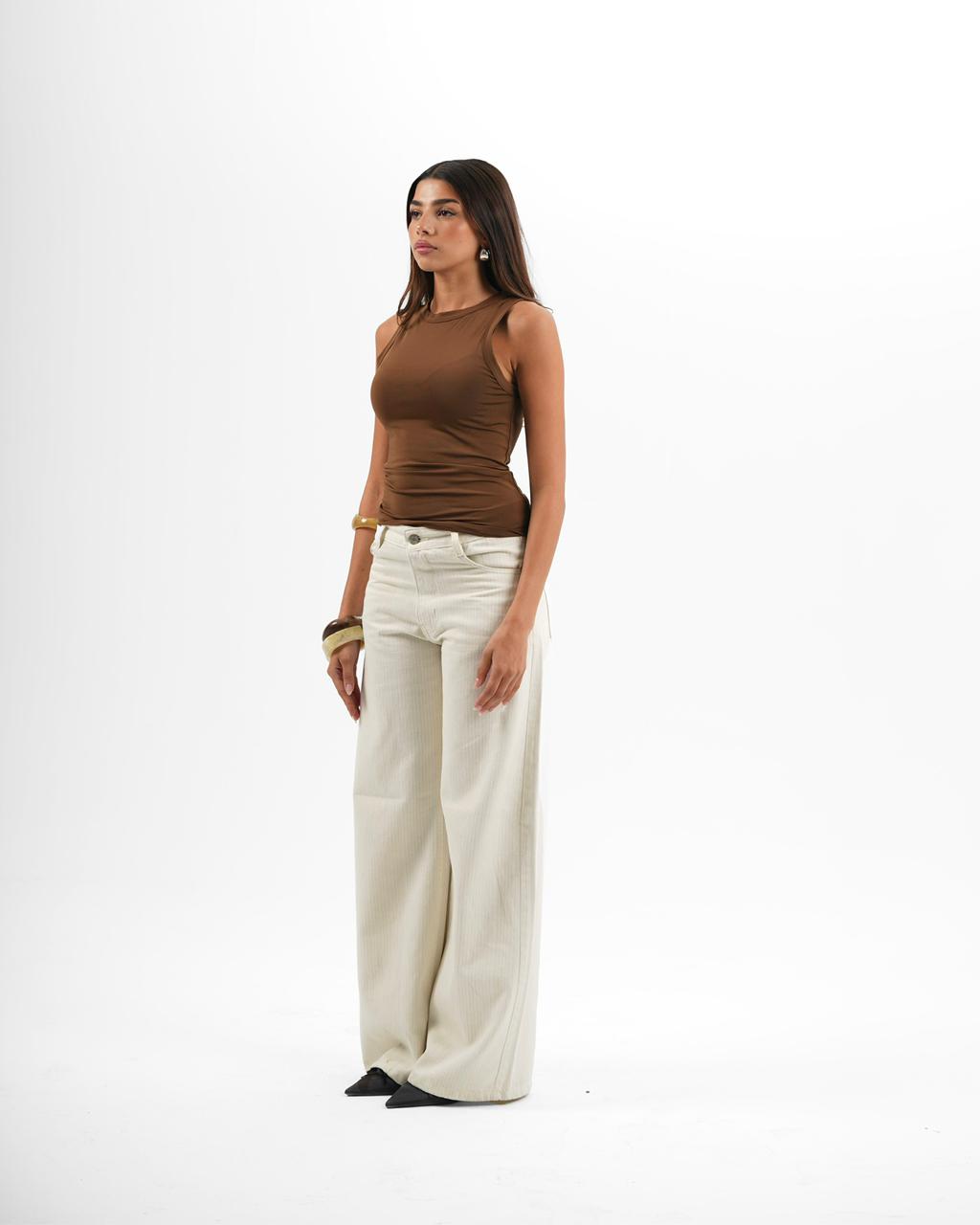 Striped Wide leg jeans - off-white