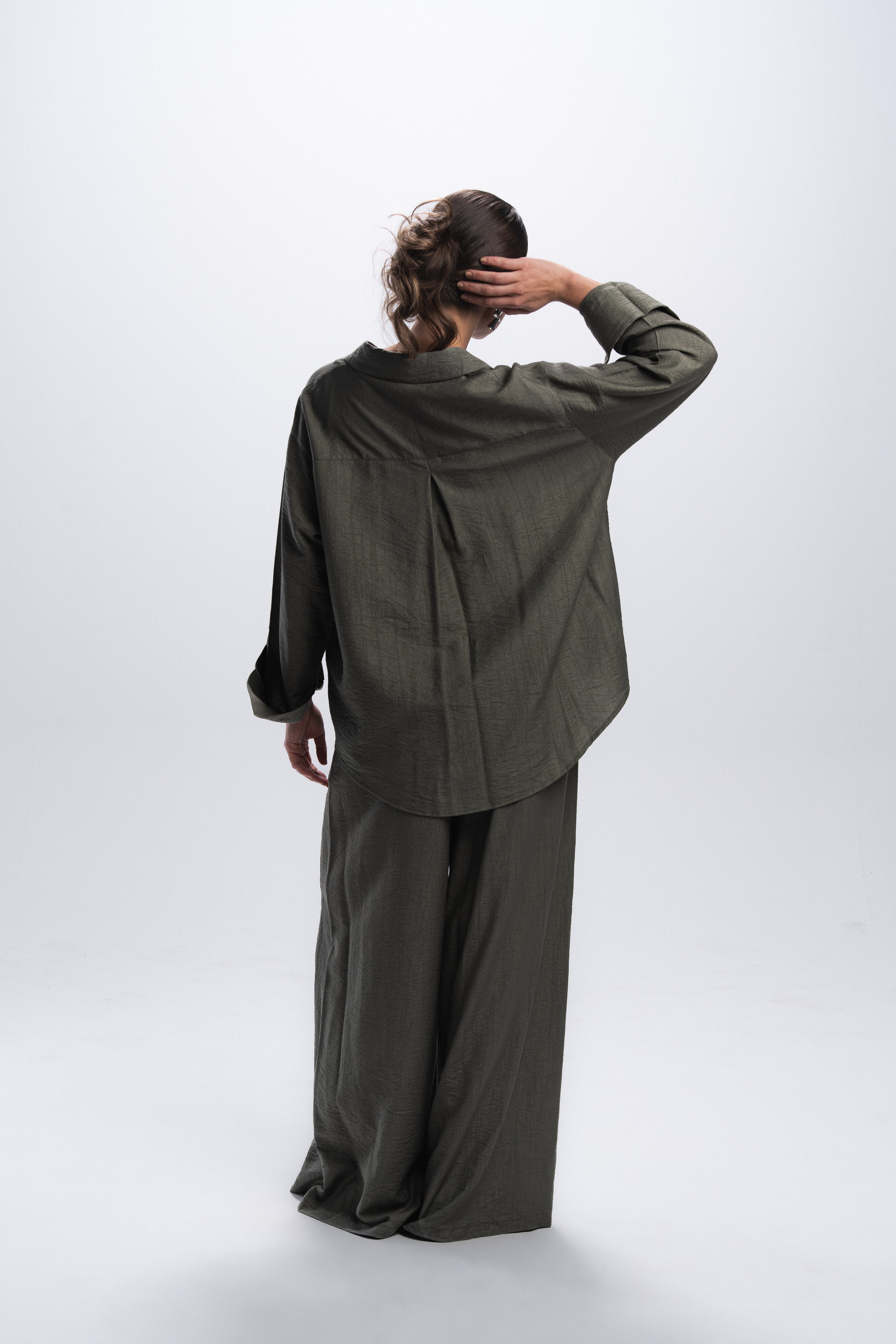 Crinkle Linen Chemise - Olive