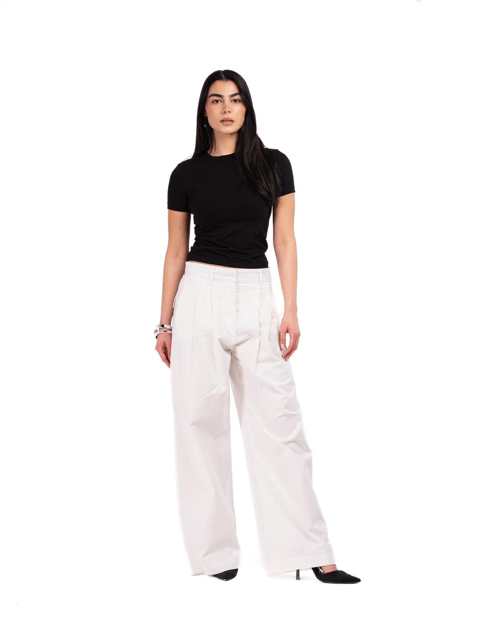 Pleated Gabardine Trousers - Offwhite
