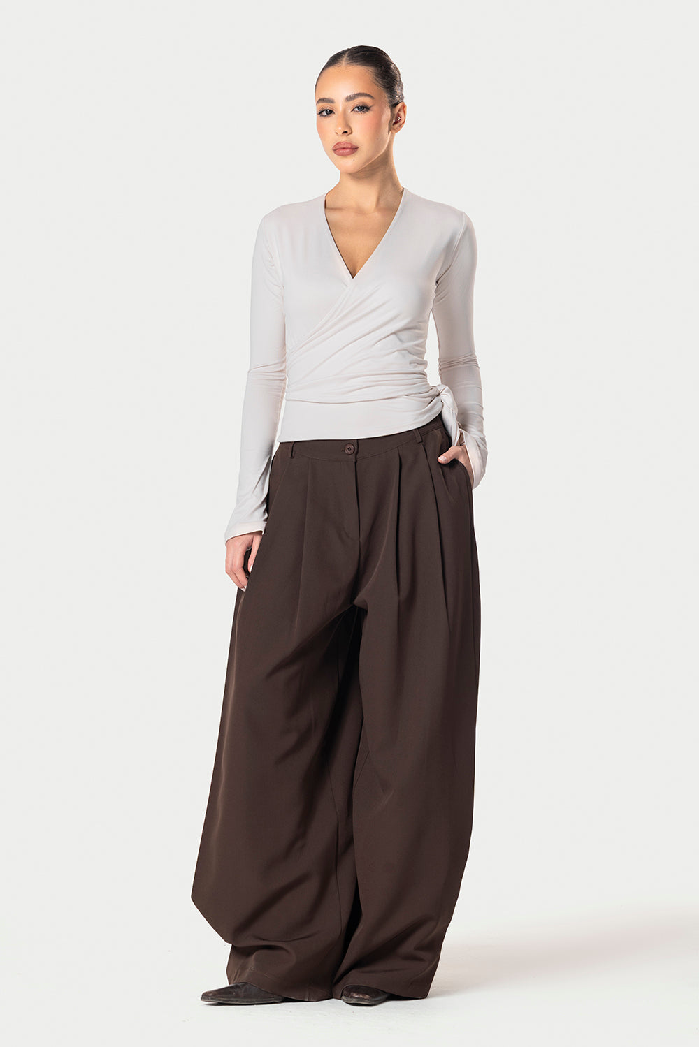 Cotton Wrap Top – Off white – photo 5