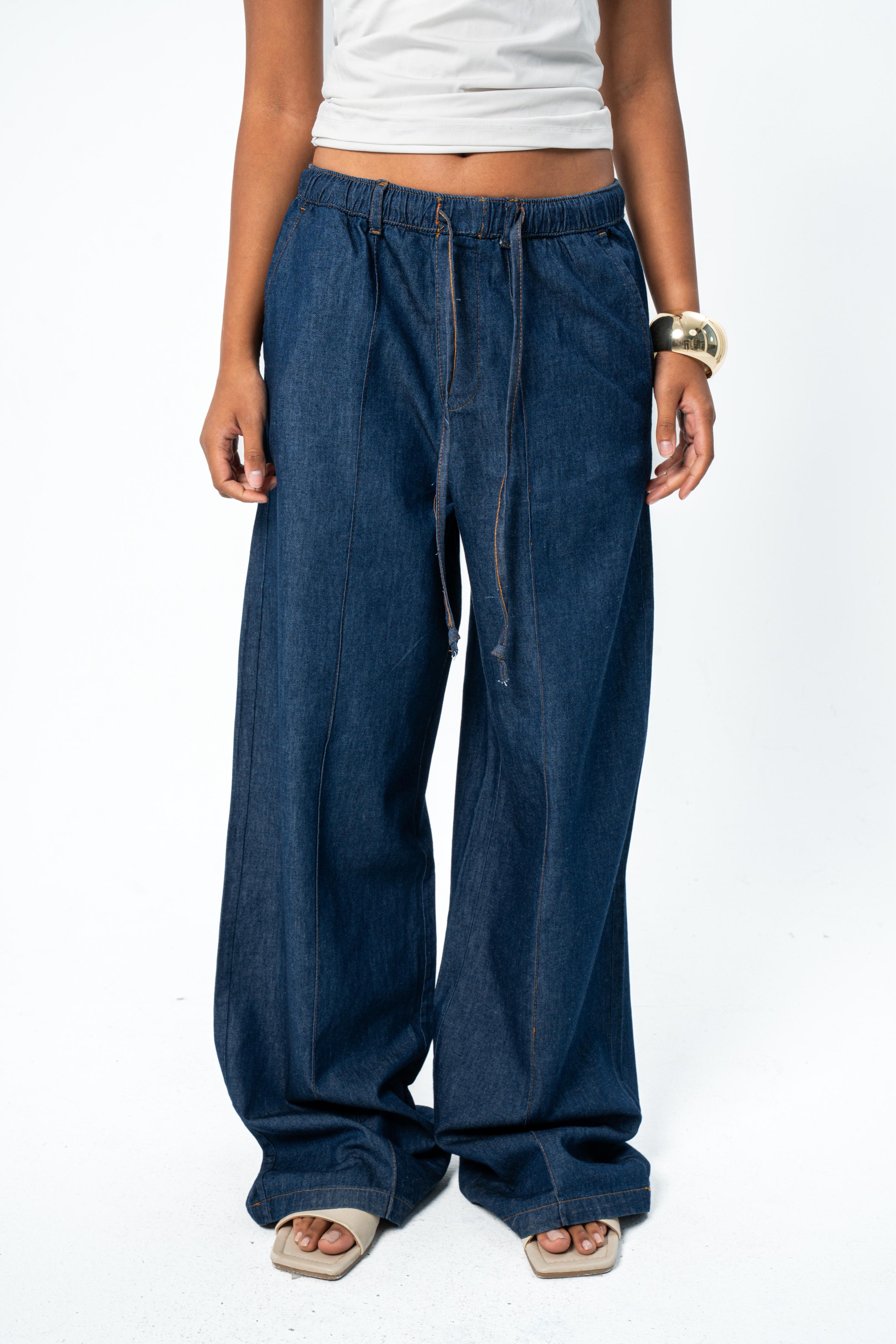 High Waist Wide Leg Denim - Blue