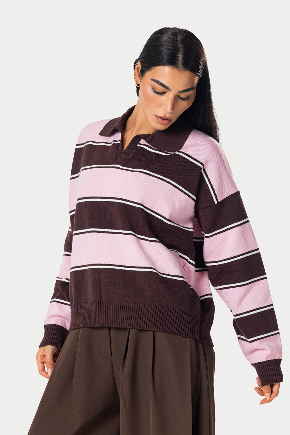 Polo Striped Sweater – Pink | Eighties