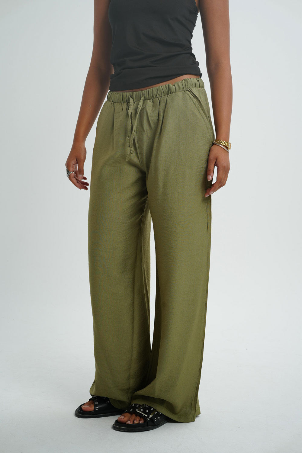 Baggy Linen pants - Olive Green