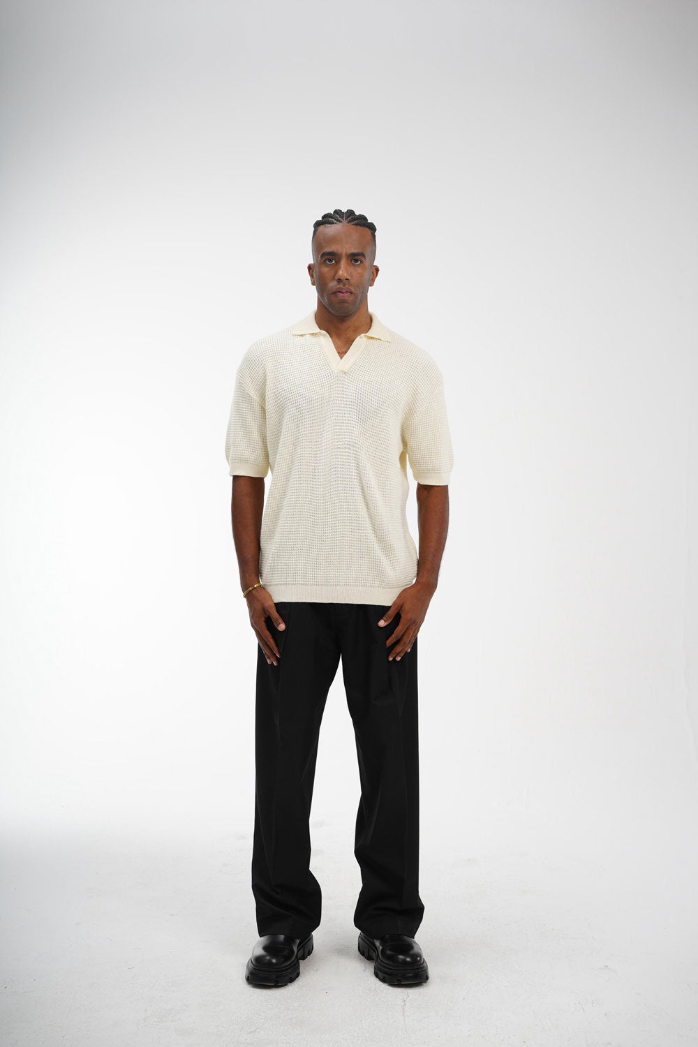Knitted Polo – Cream White