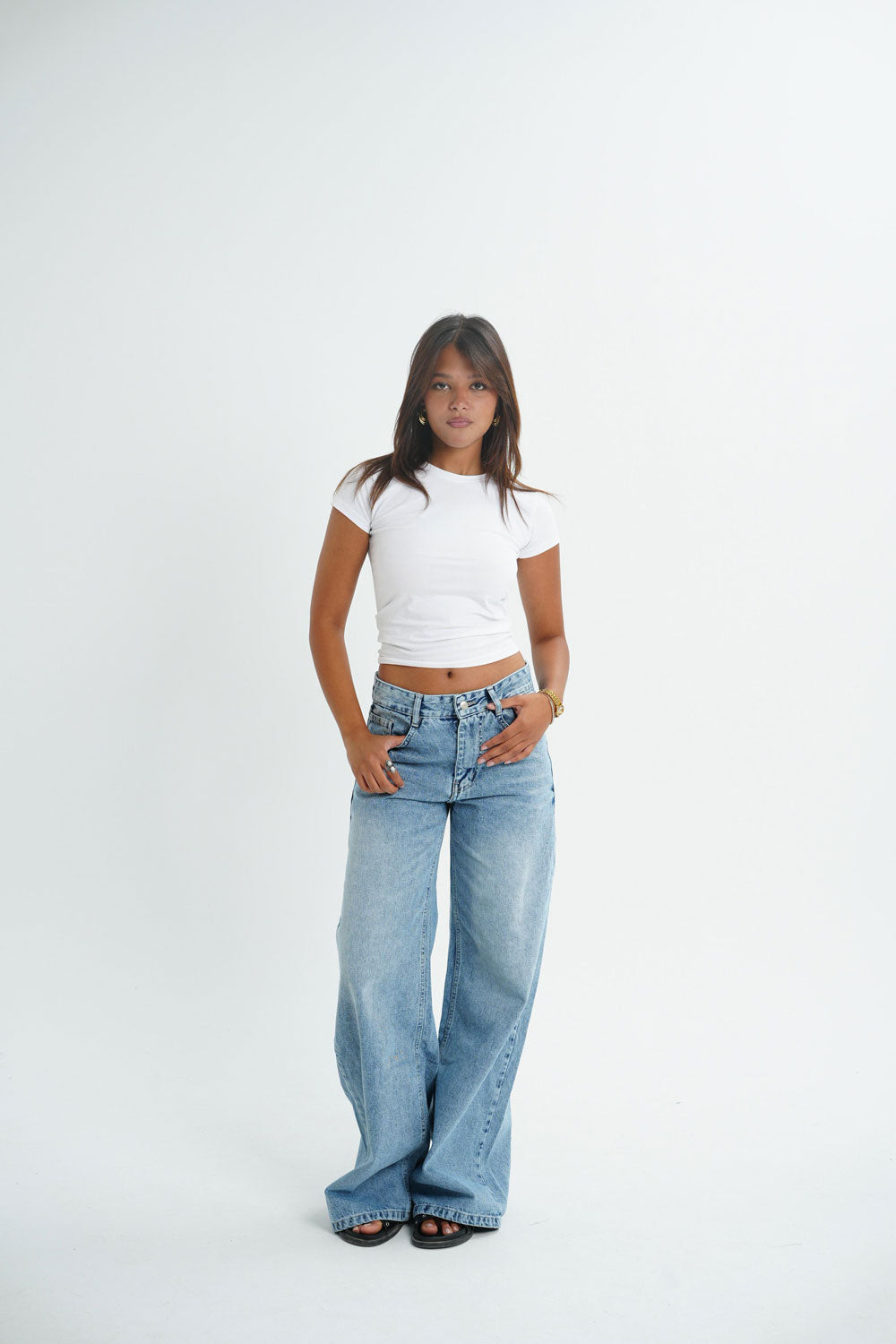 Wide Leg Jeans - Sky Blue