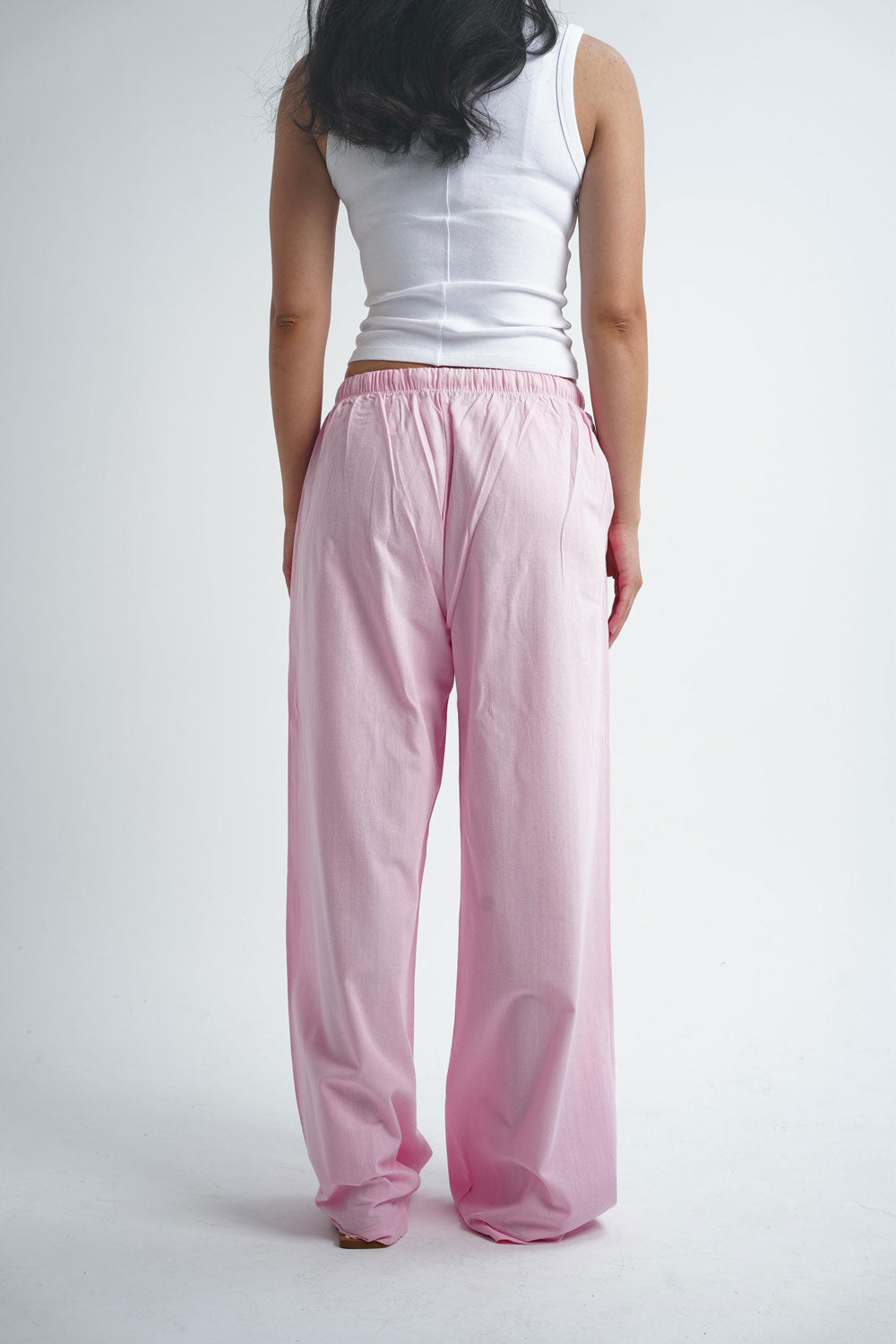 Wide-leg linen trousers - Pink