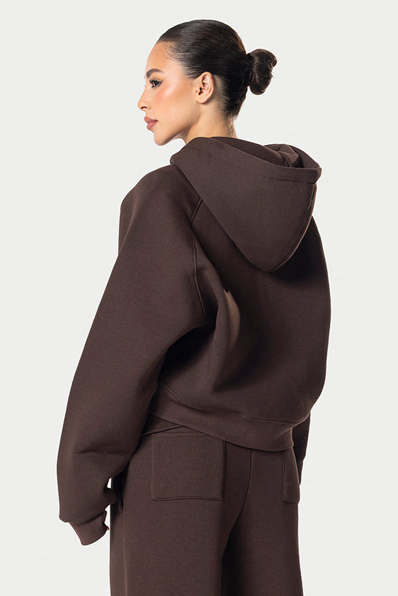 Cropped Double Zipper Jacket – Brown – photo 3