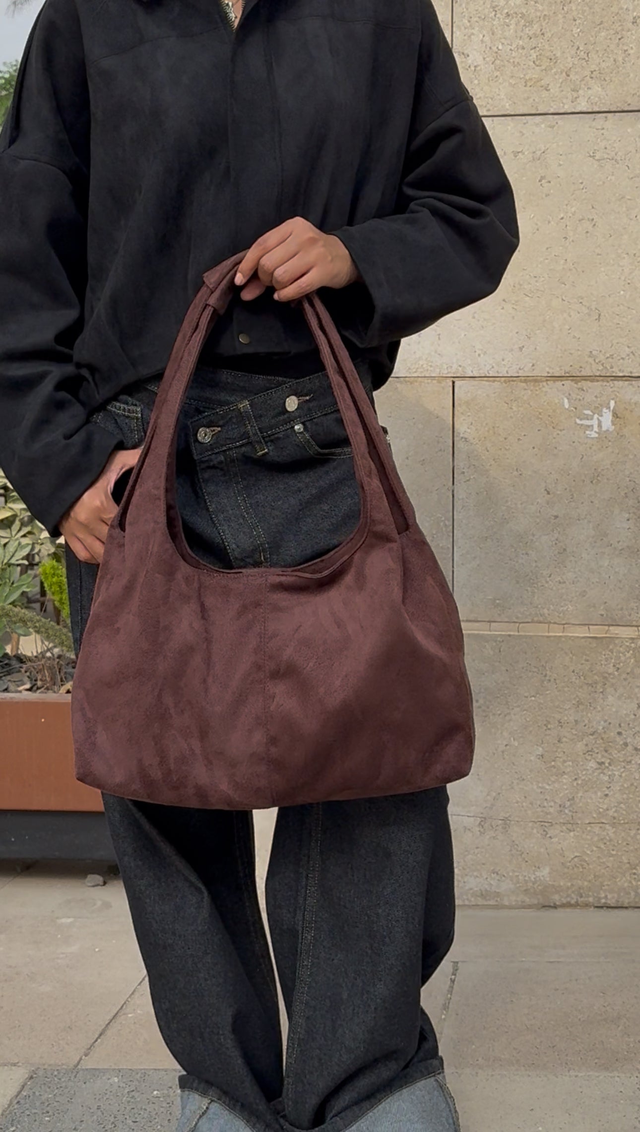 Suede Bag - brown