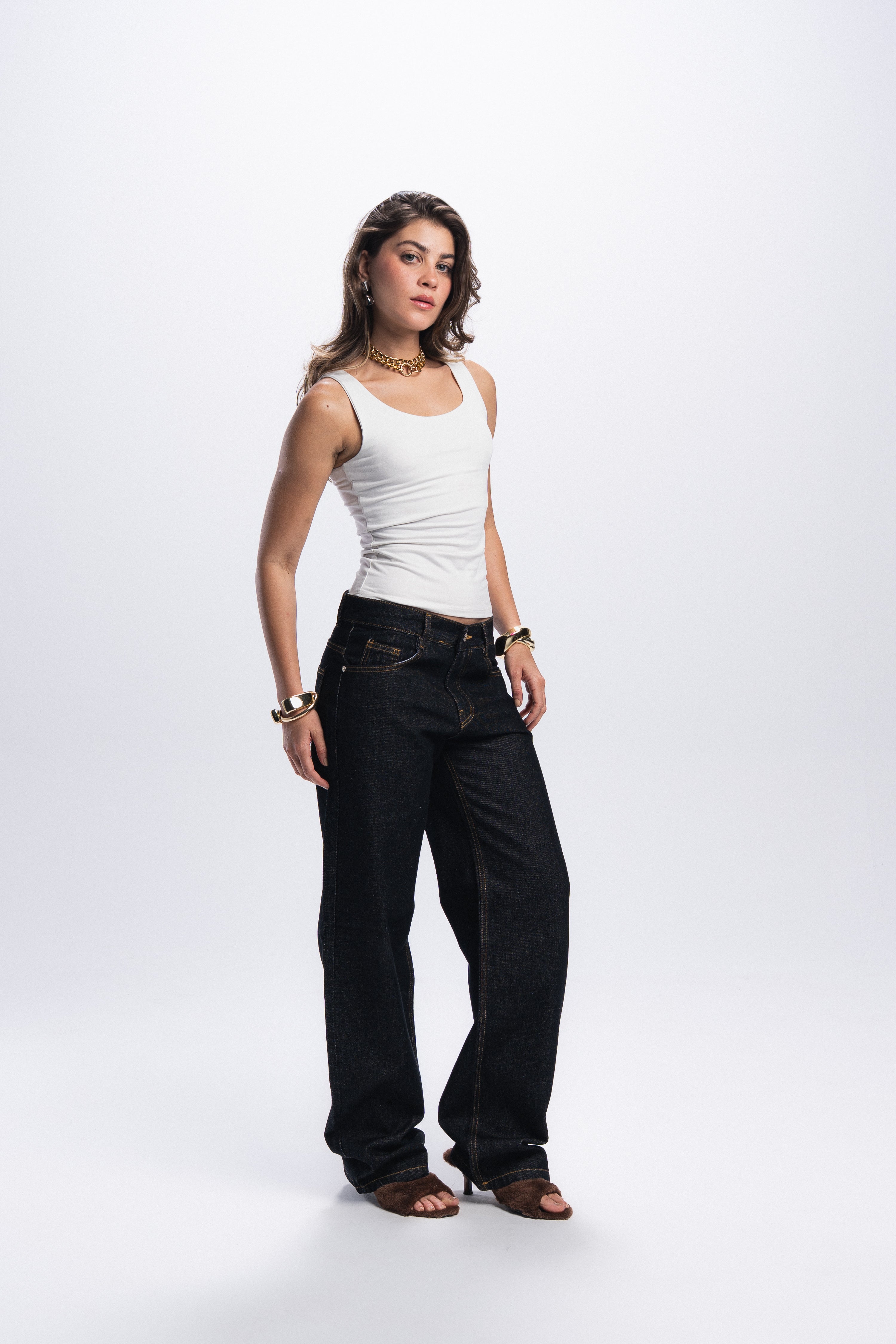 Straight Leg Jeans- Black Raw