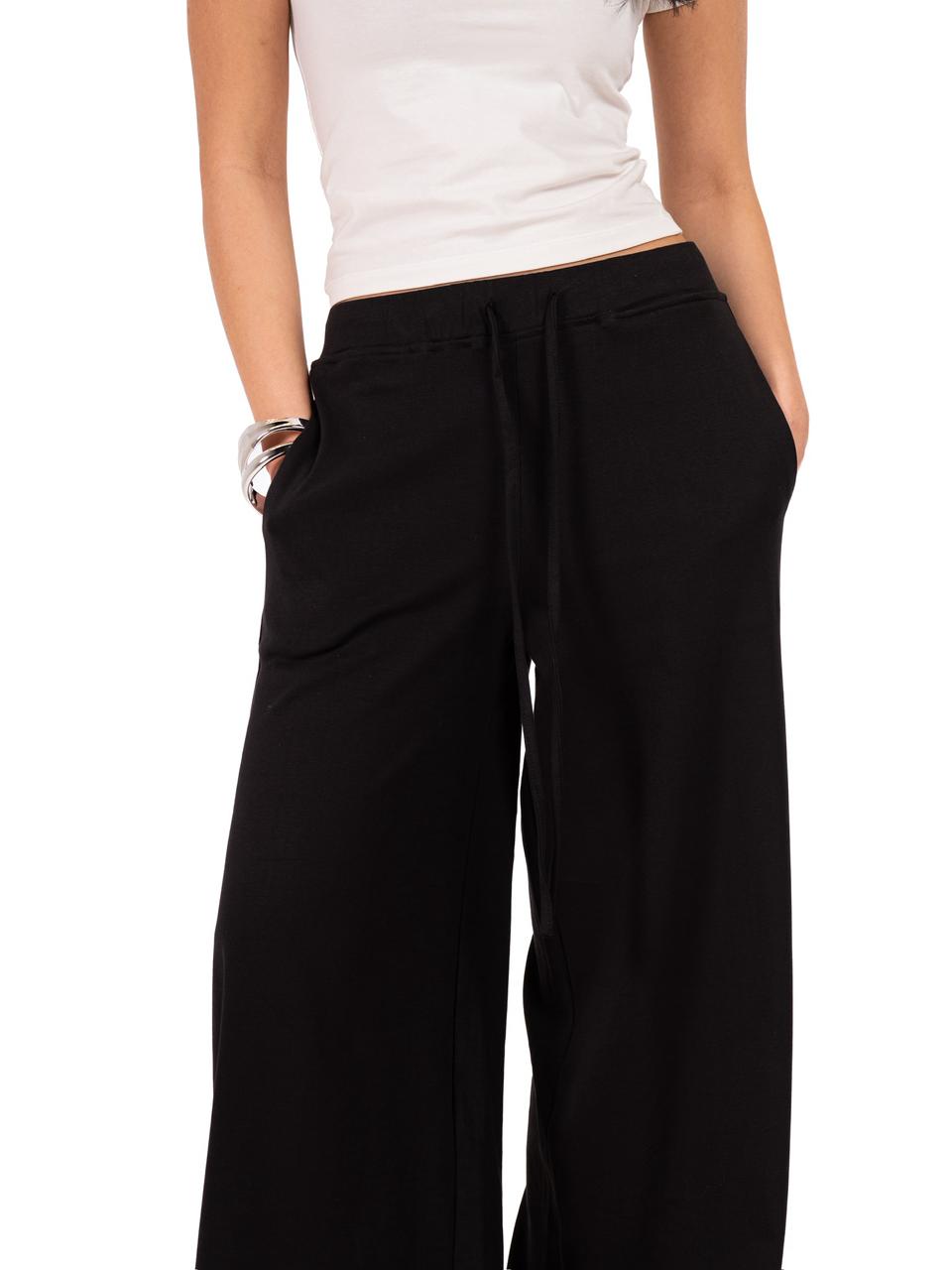 Relaxed Wide Leg Pants -Black