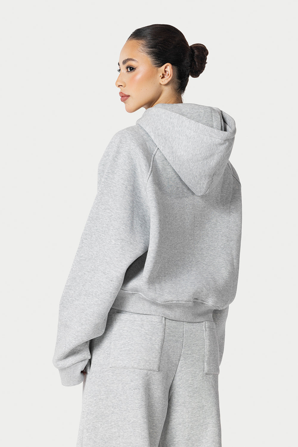 Cropped Double Zipper Jacket – Light Grey – photo 3