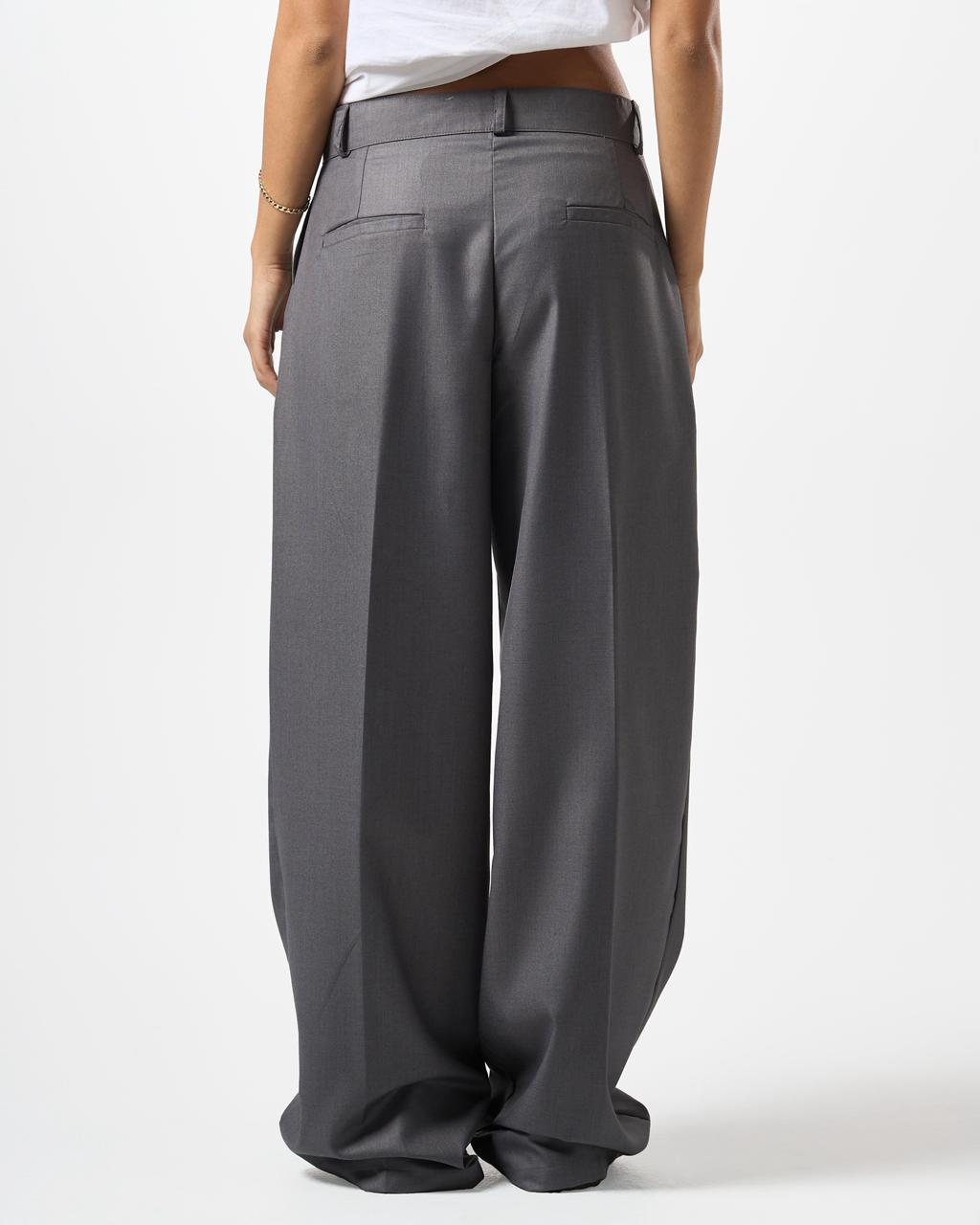 Wide Leg Tailored Pants-Grey