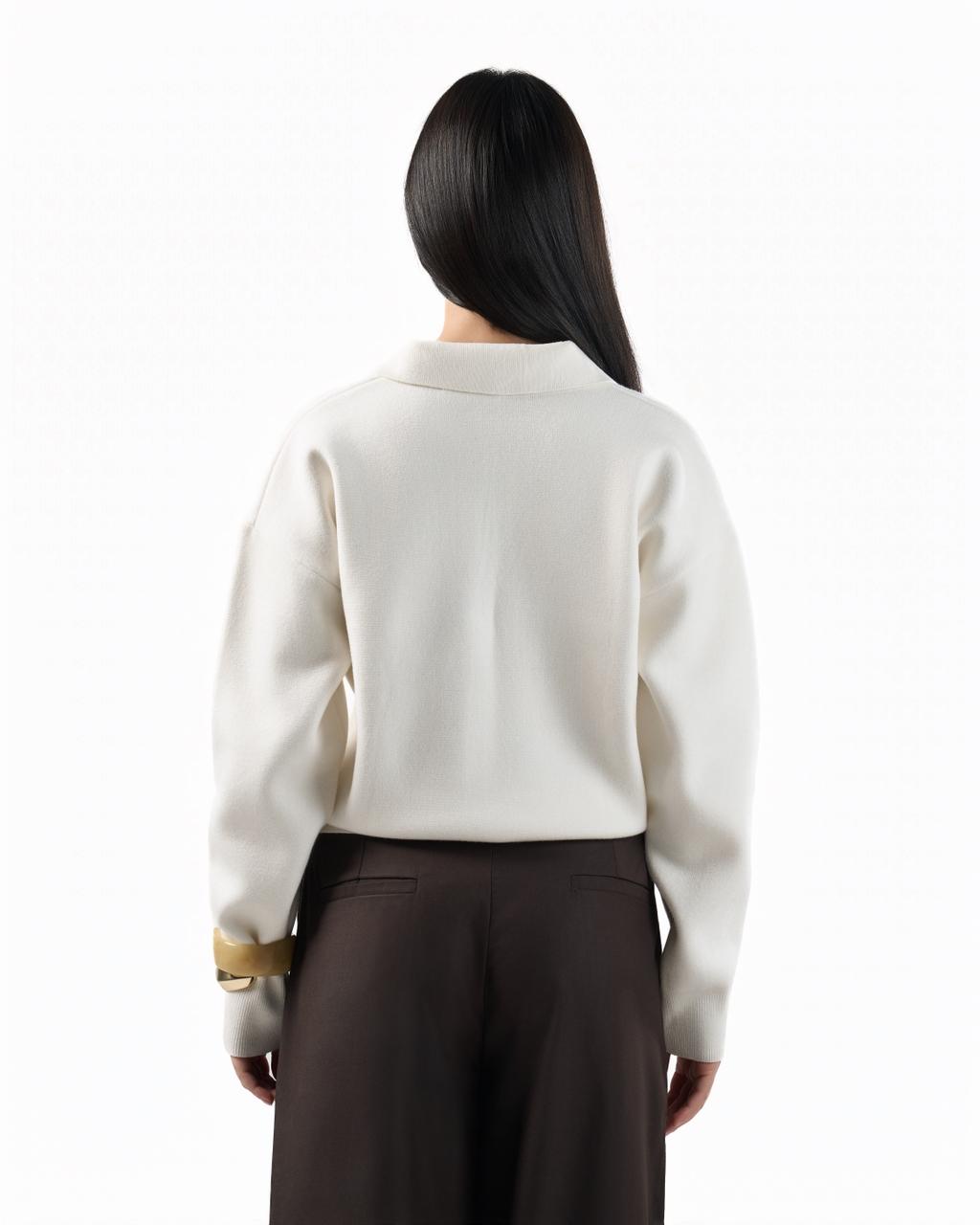 Knitted polo - off white