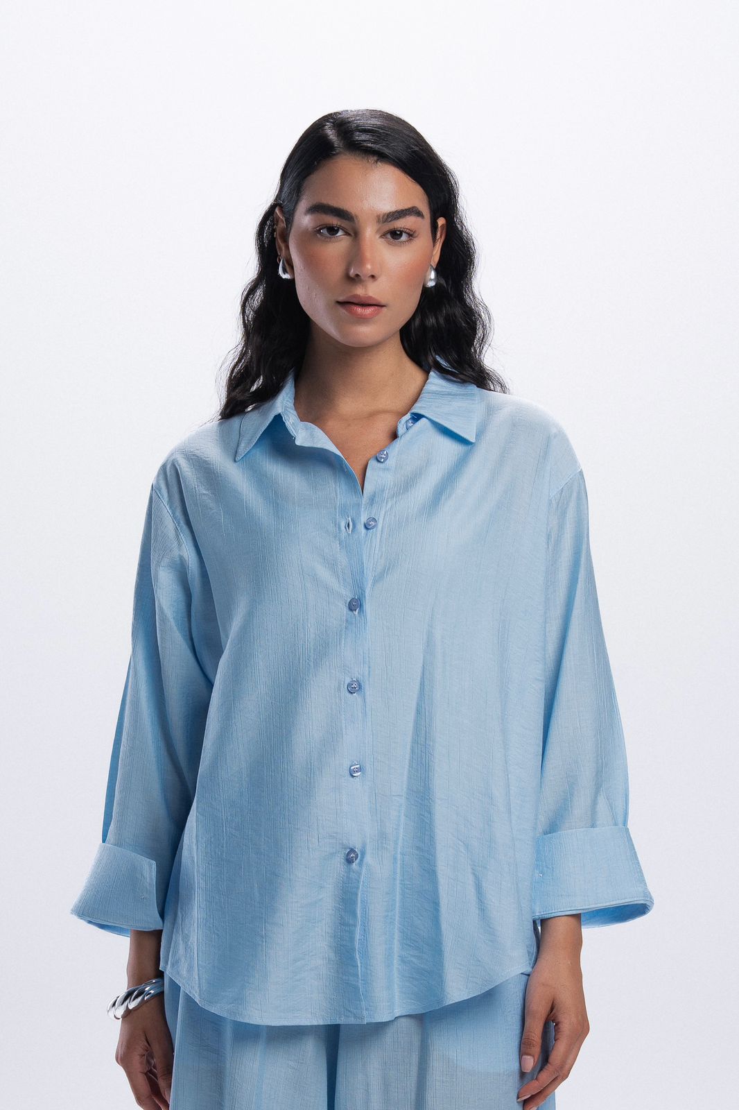 Crinkle Linen Chemise - Baby Blue