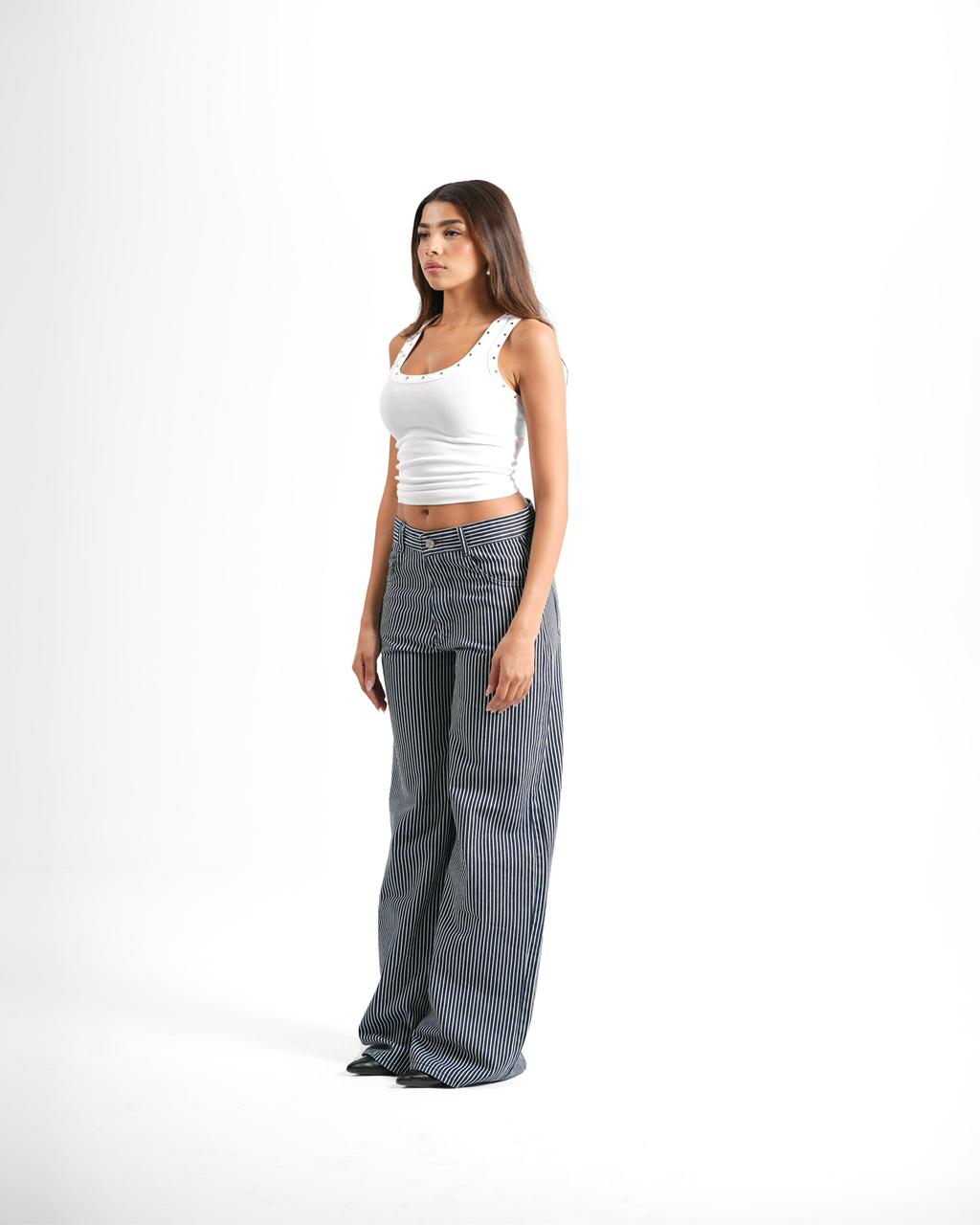 Striped Wide leg jeans - midnight