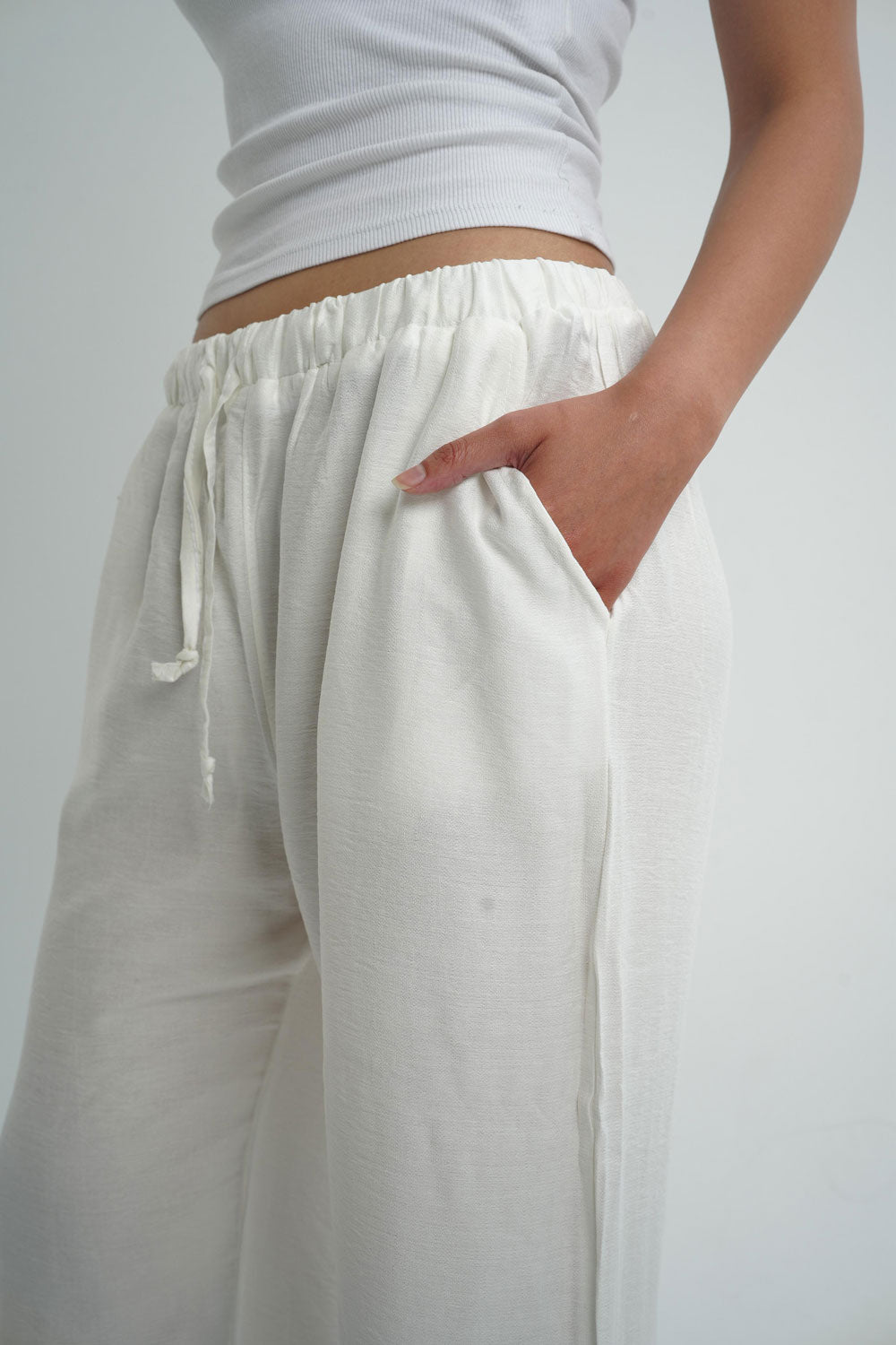 Baggy Linen Pants - White