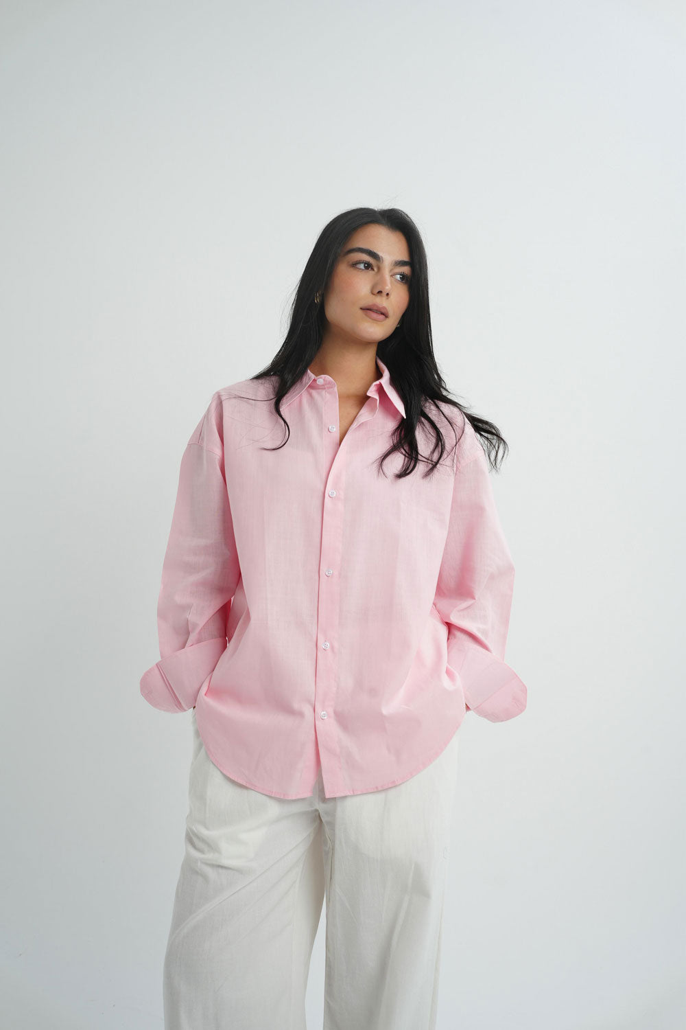 Long sleeve linen shirt - Pink