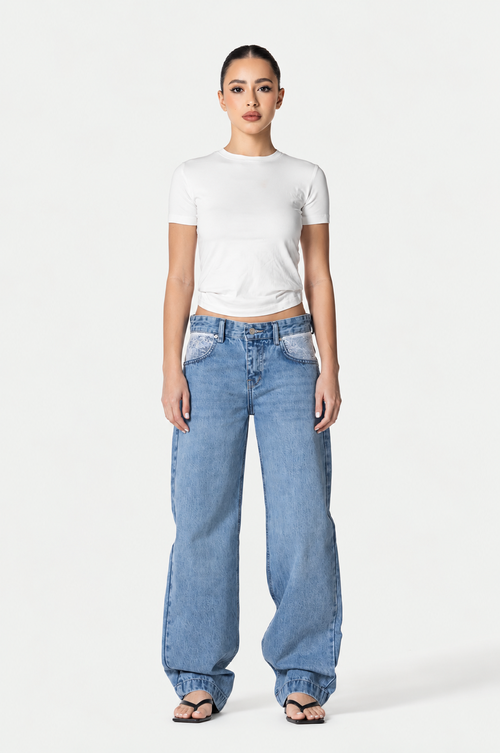 Straight leg Jeans Pocket lace – Light blue – photo 2