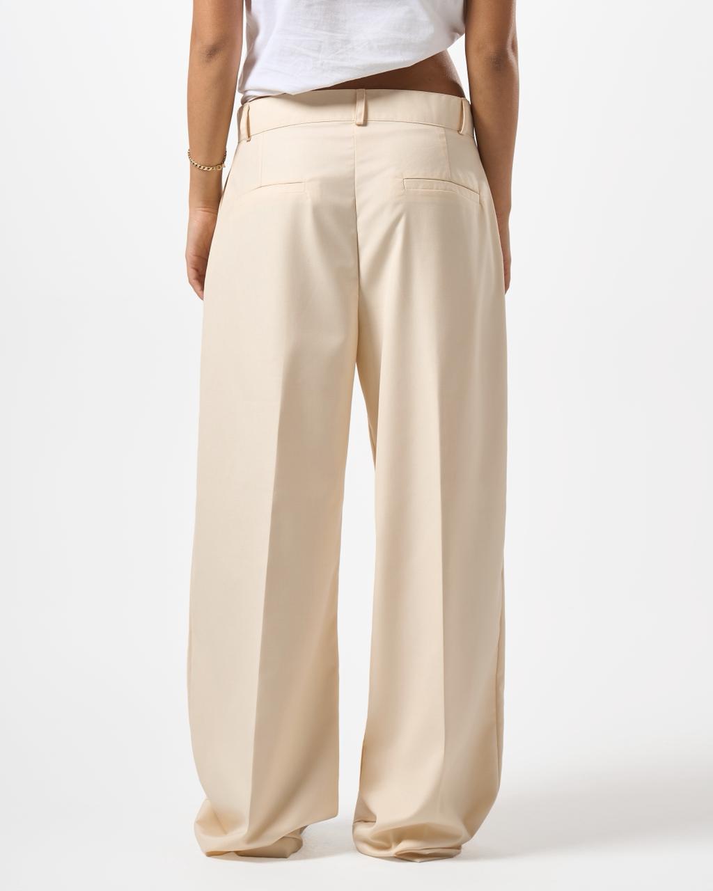 Wide Leg Tailored Pants- Beige