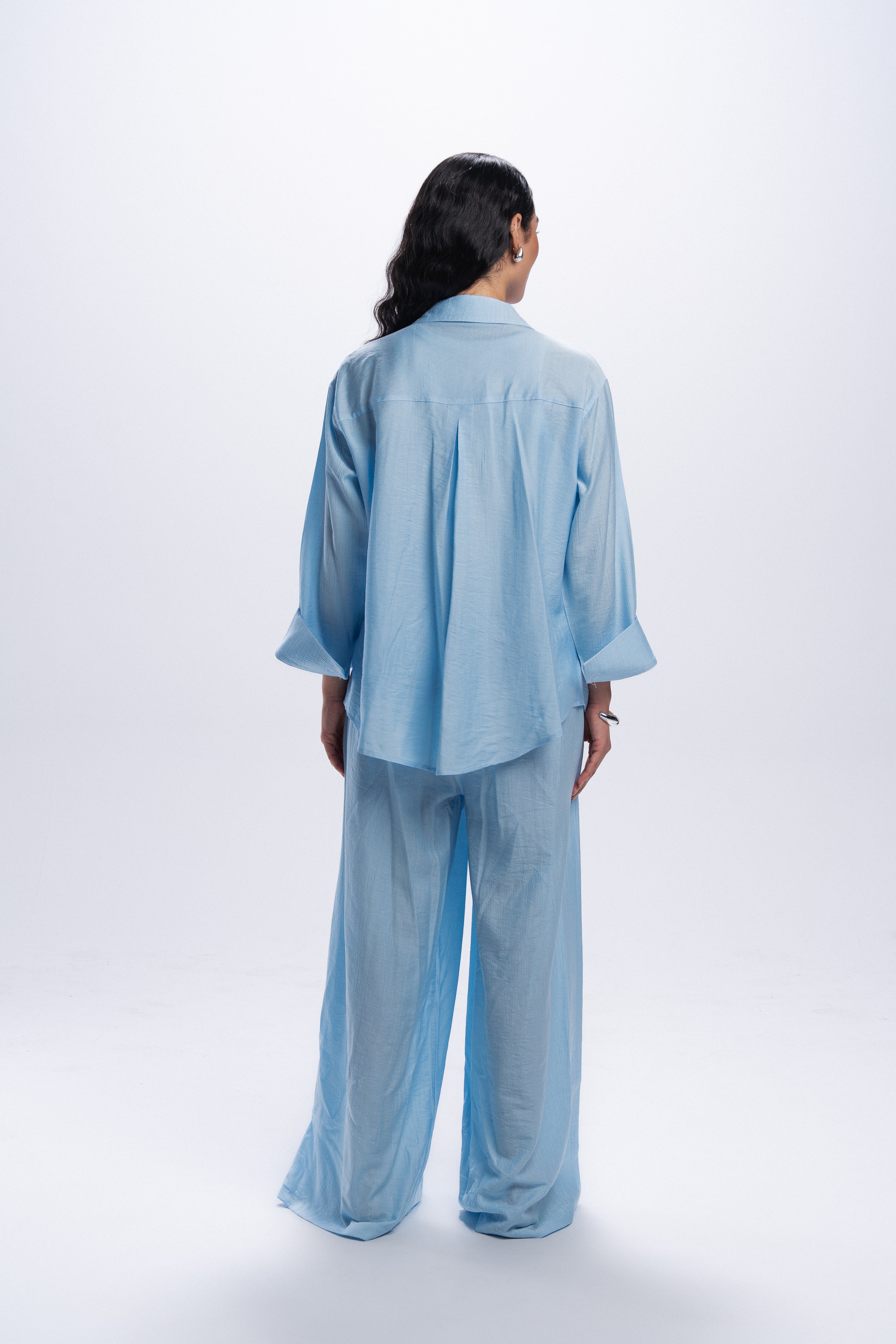 Crinkle Linen Chemise - Baby Blue