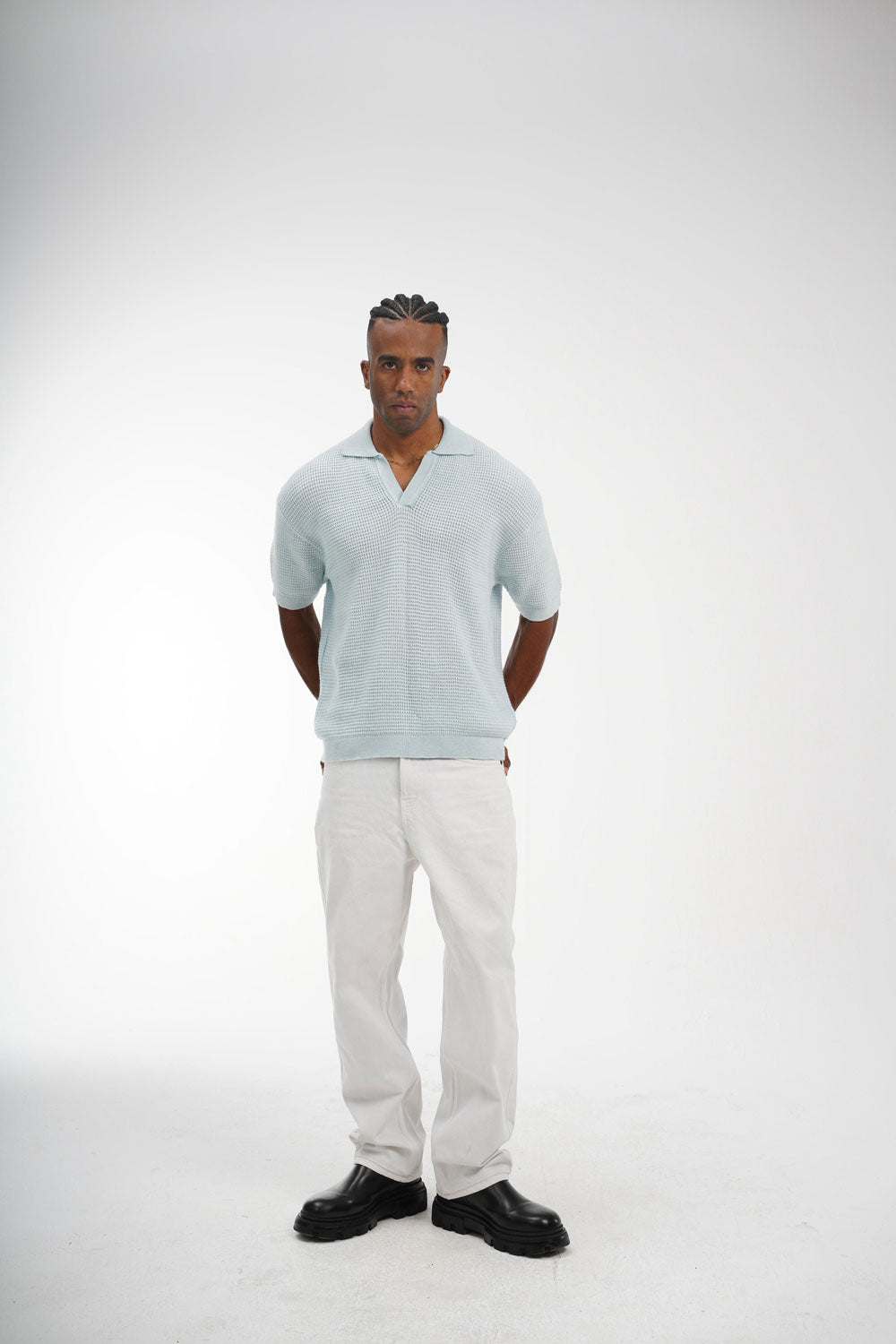 Knitted Polo – Sky Blue