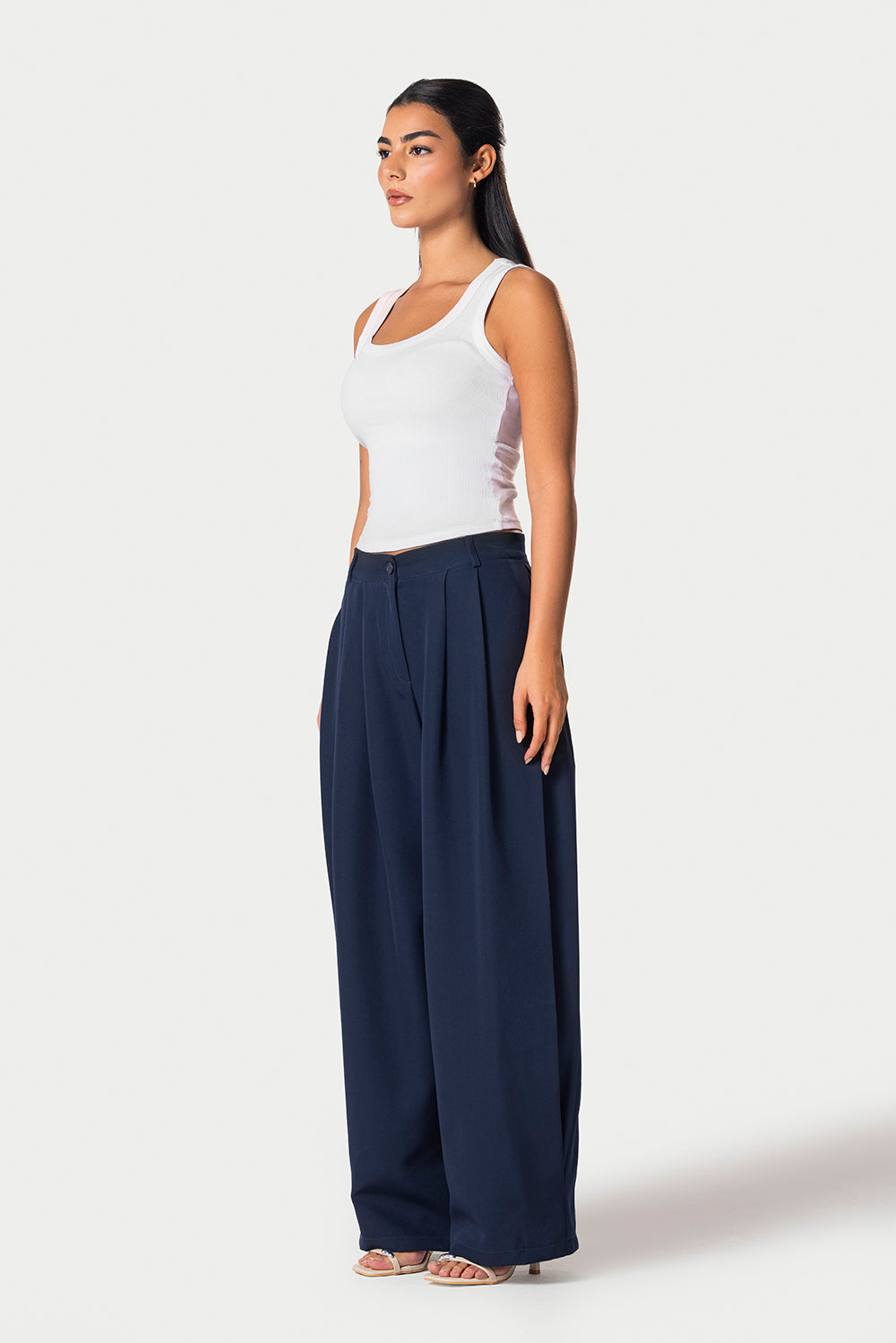 Side Pleated Trousers – Dark Blue – photo 4