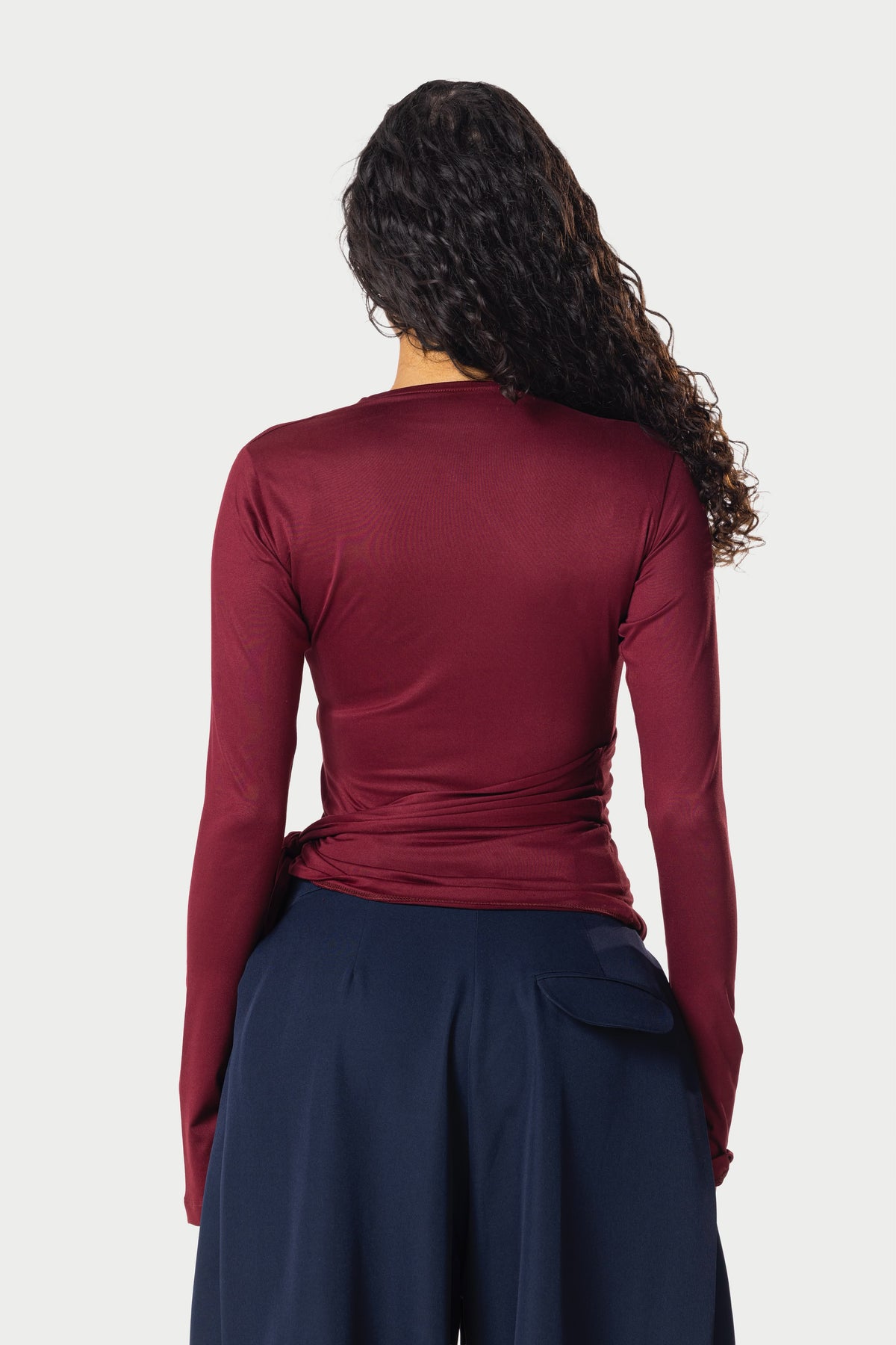 Cotton Wrap Top – Burgundy – photo 3