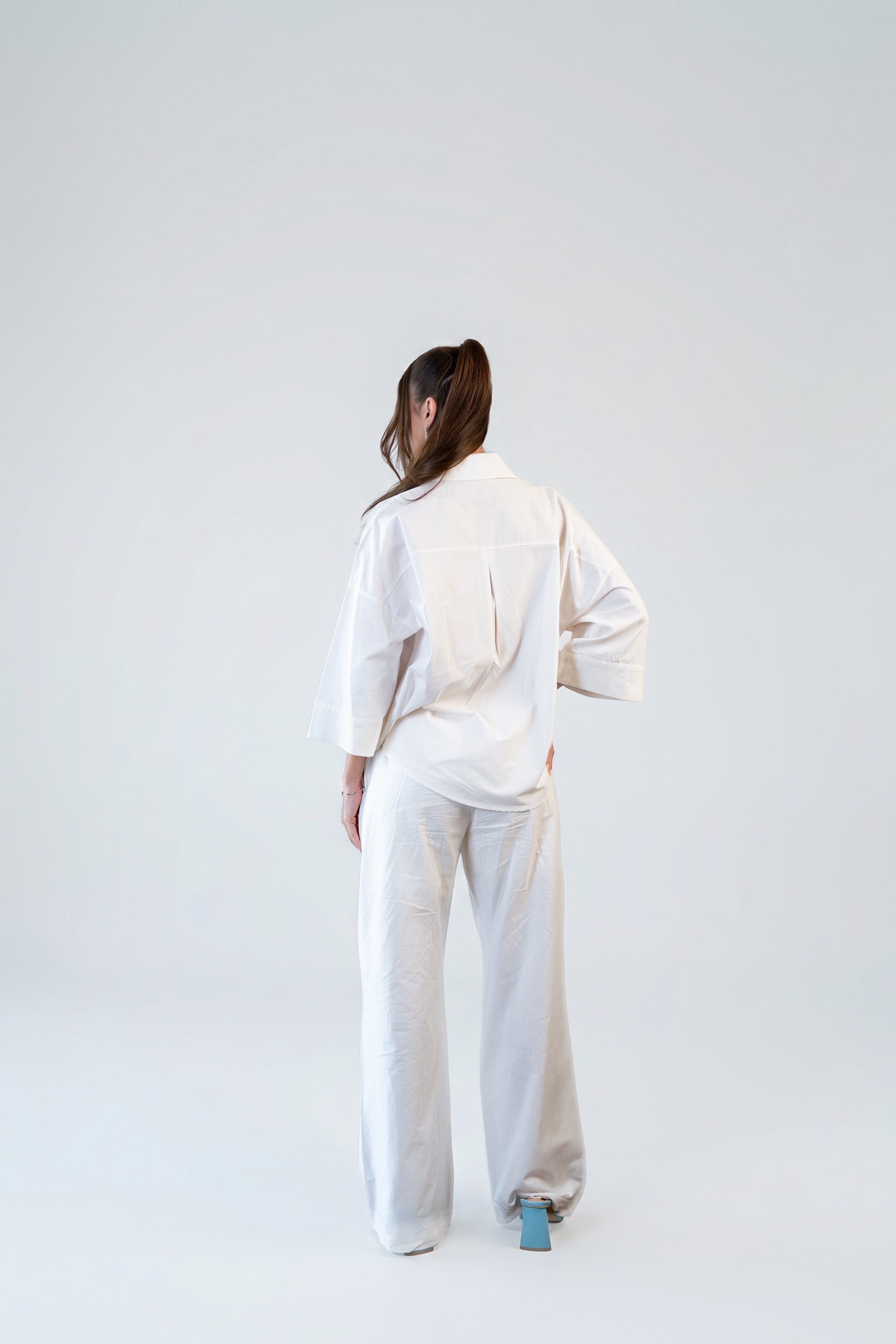 Wide Sleeve Linen Chemise -OFF/White