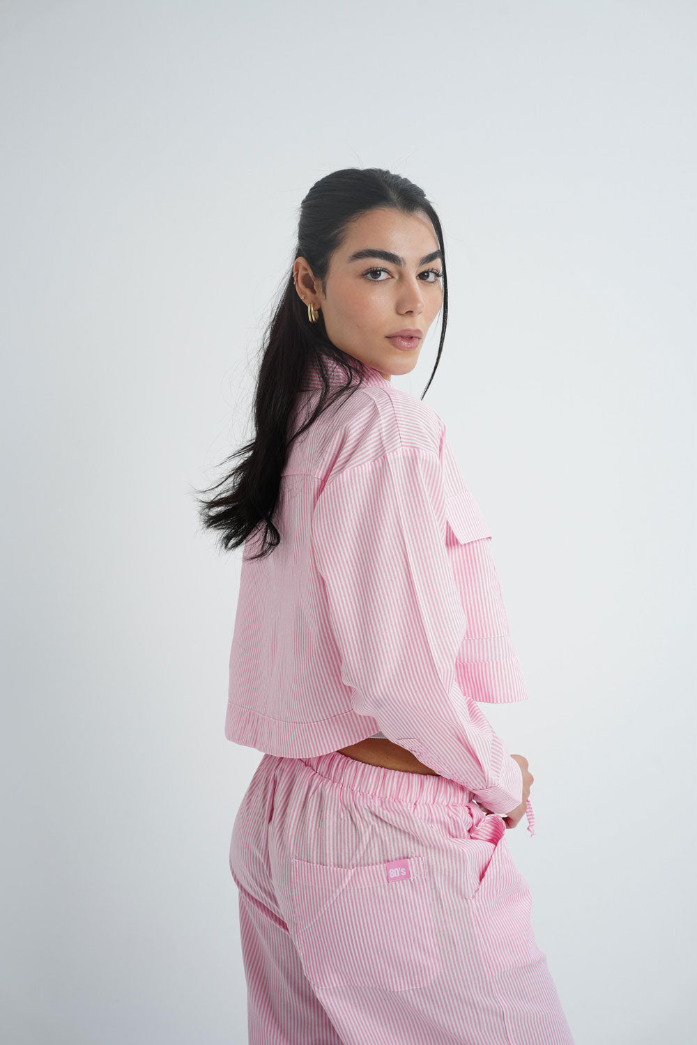 Cropped PJ striped Pink chemise