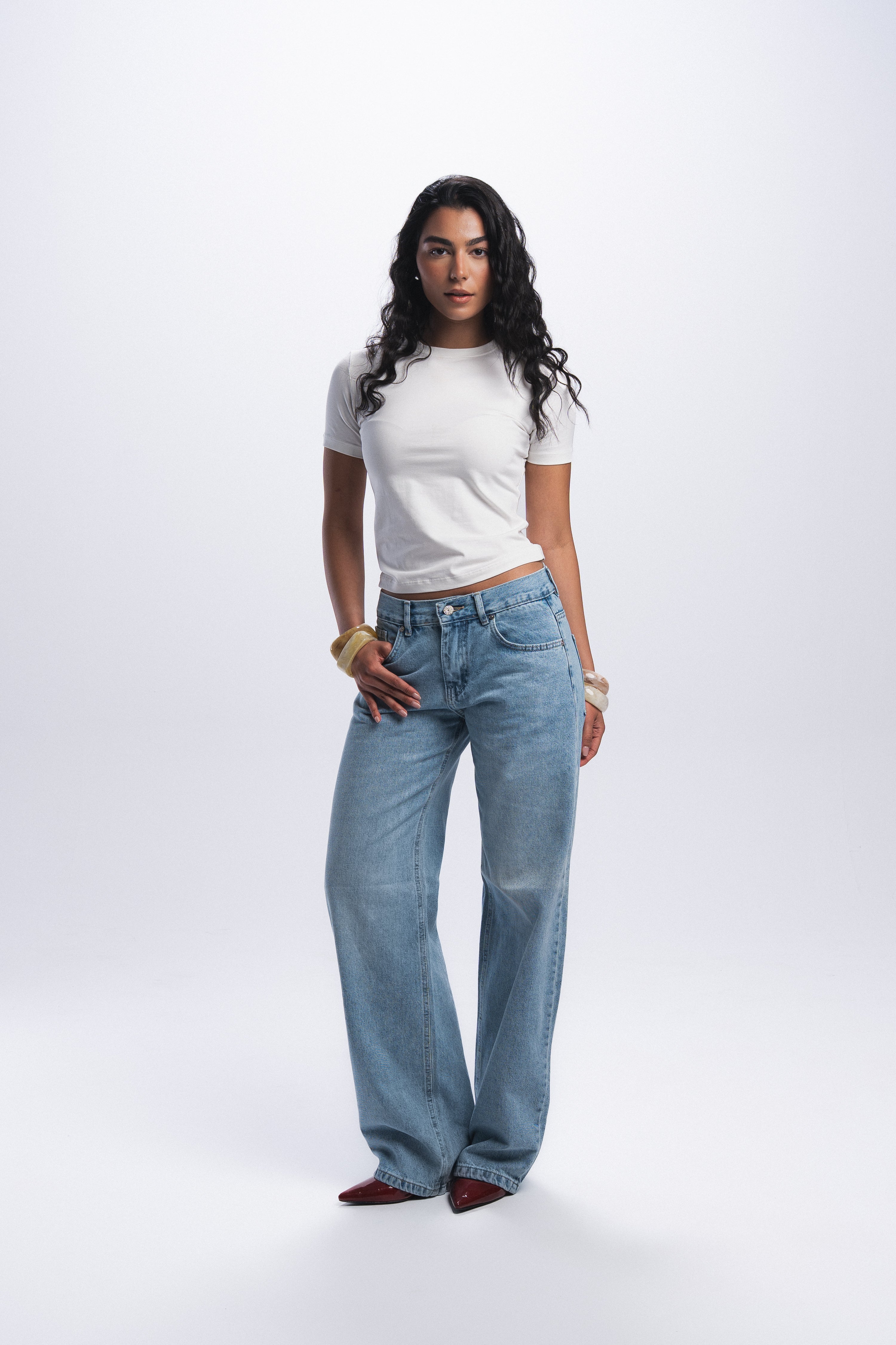 Straight Leg Jeans-Sky Blue